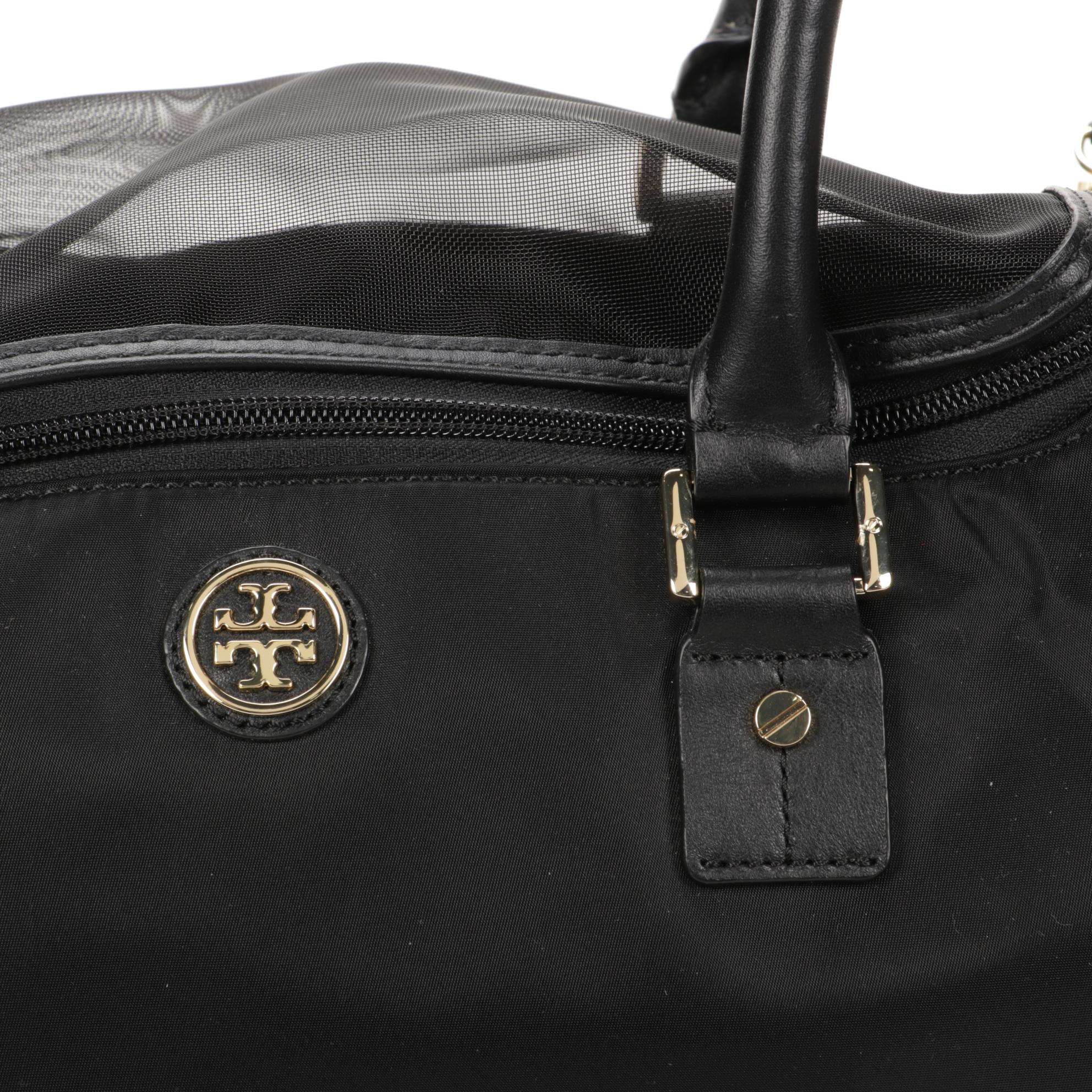 Tory Burch Black Nylon and Leather Pet Carrier with Detachable Strap