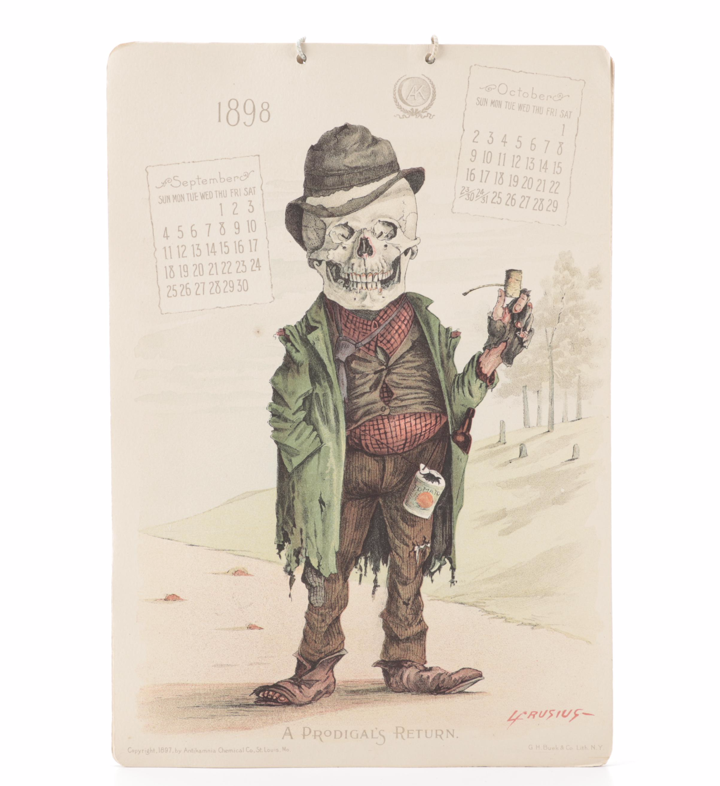 Original 1898 Antikamnia Calendar