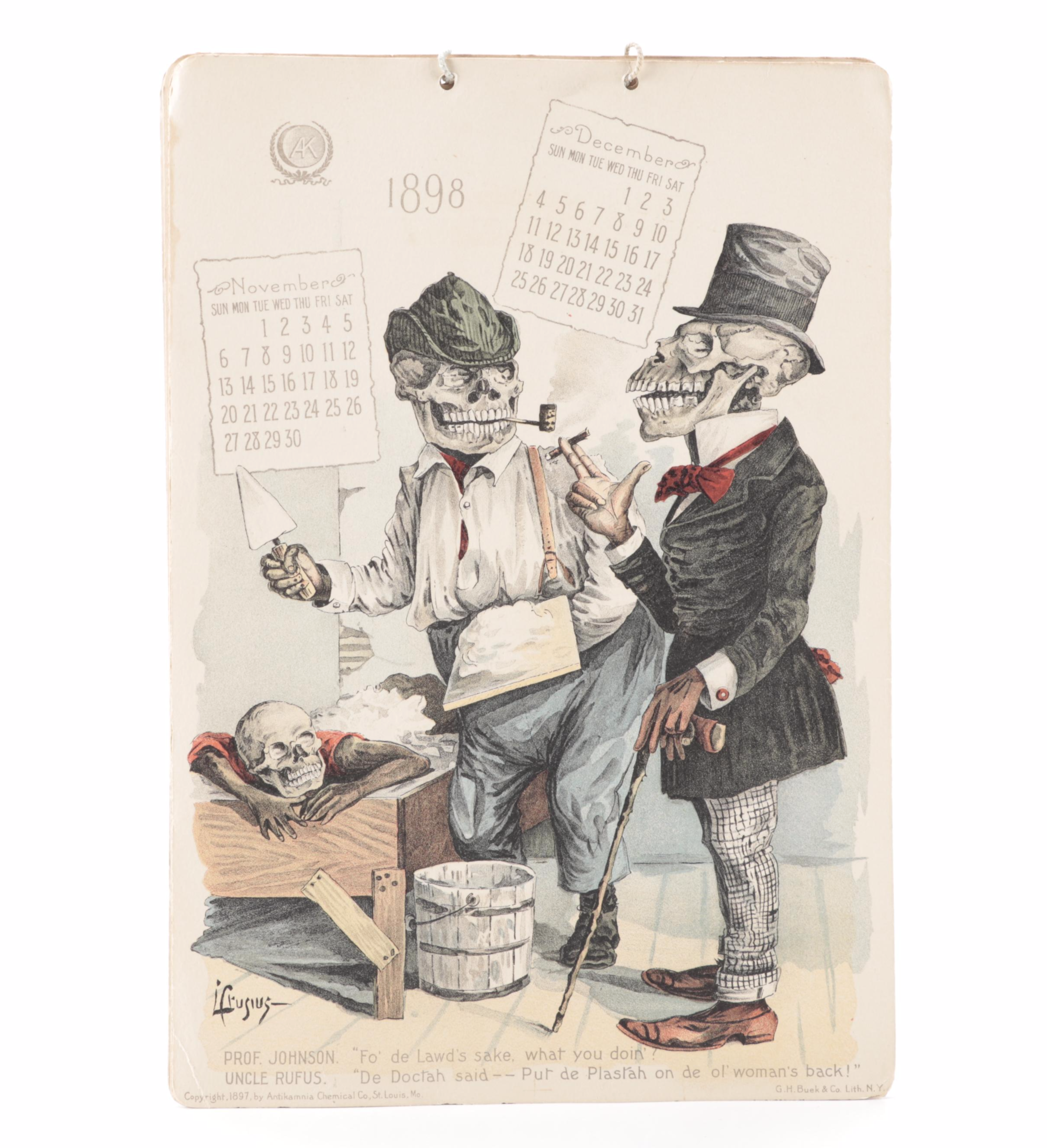 Original 1898 Antikamnia Calendar