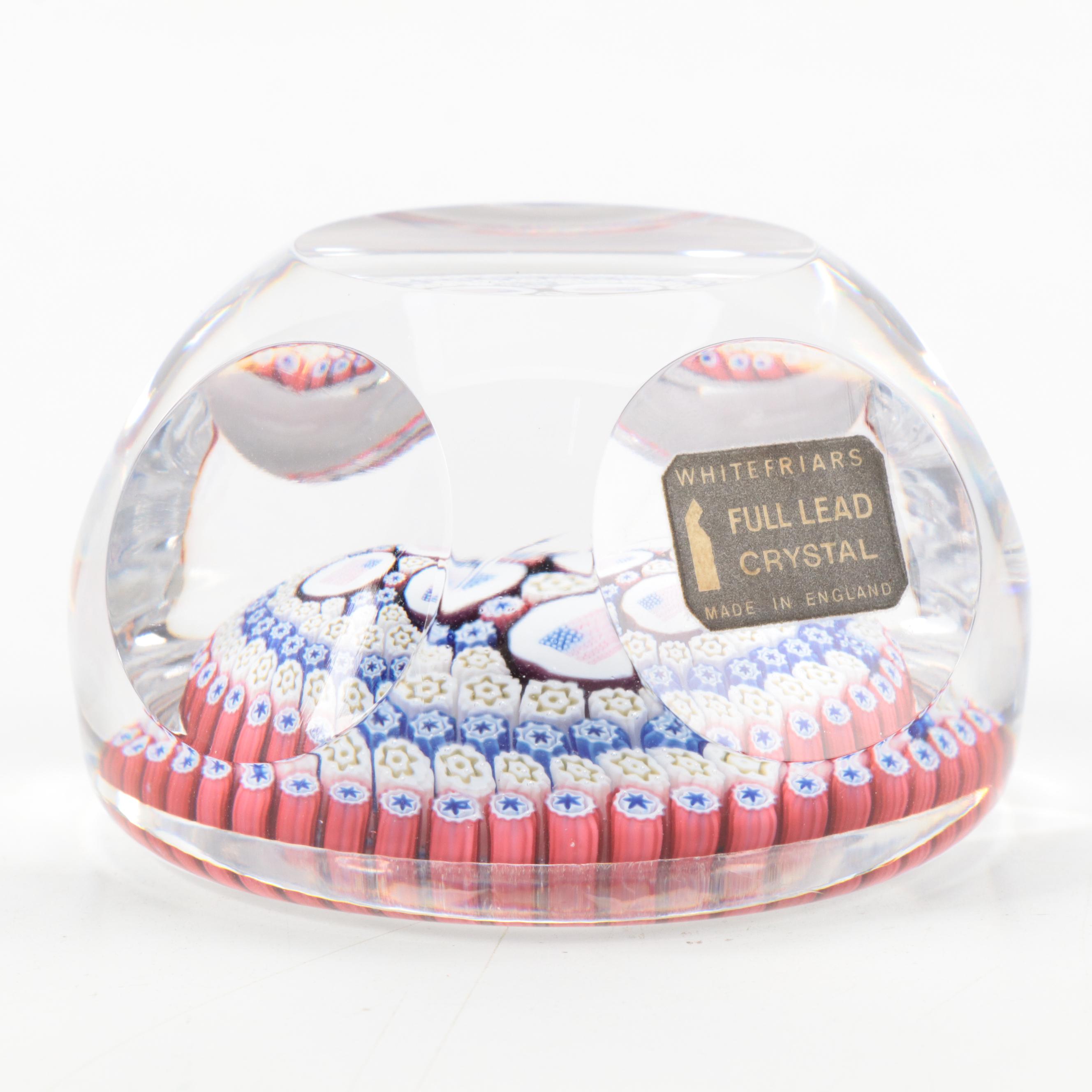 Whitefriars U.S.A. Collection Ltd. Edition Millefiore Crystal Paperweight, 1977