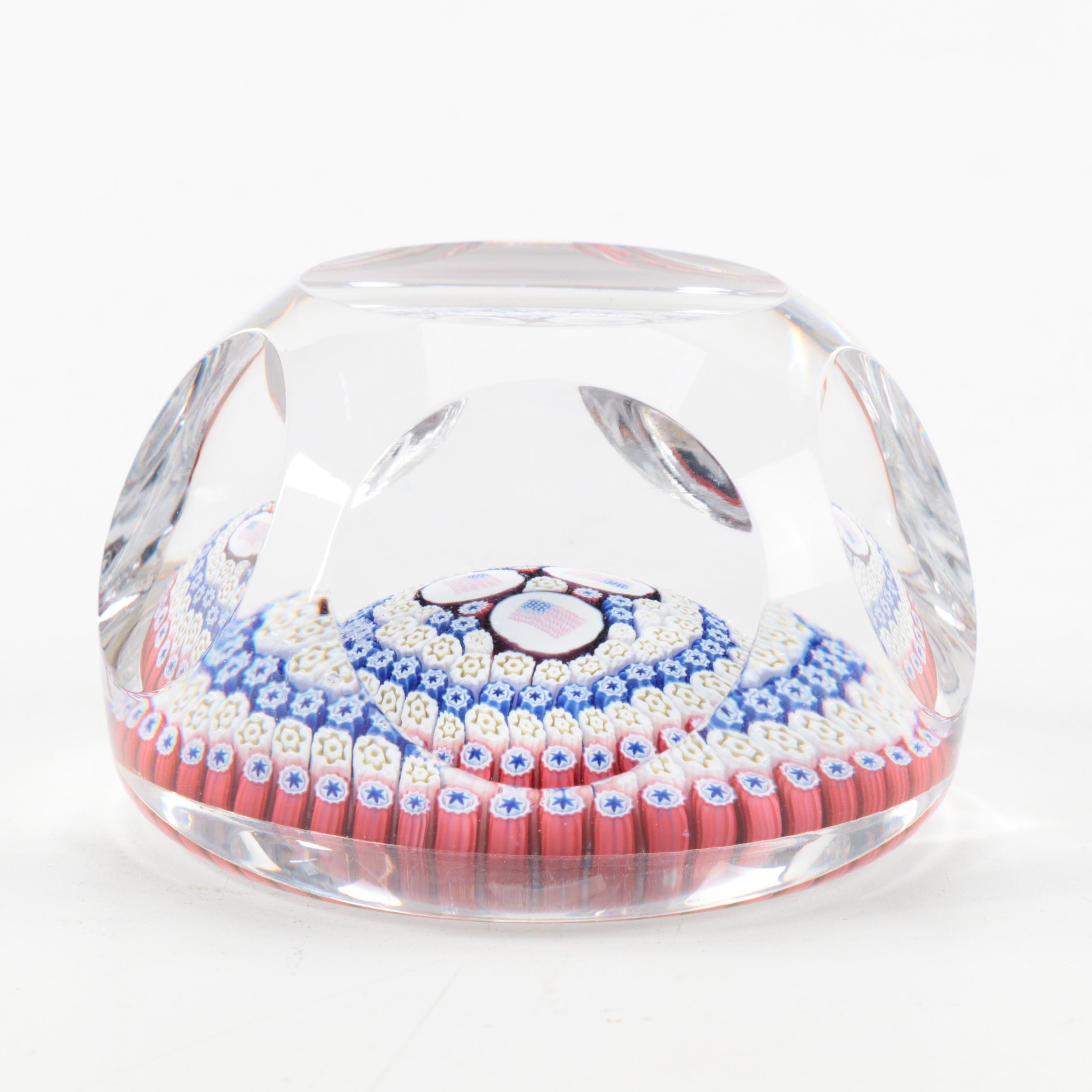 Whitefriars U.S.A. Collection Ltd. Edition Millefiore Crystal Paperweight, 1977