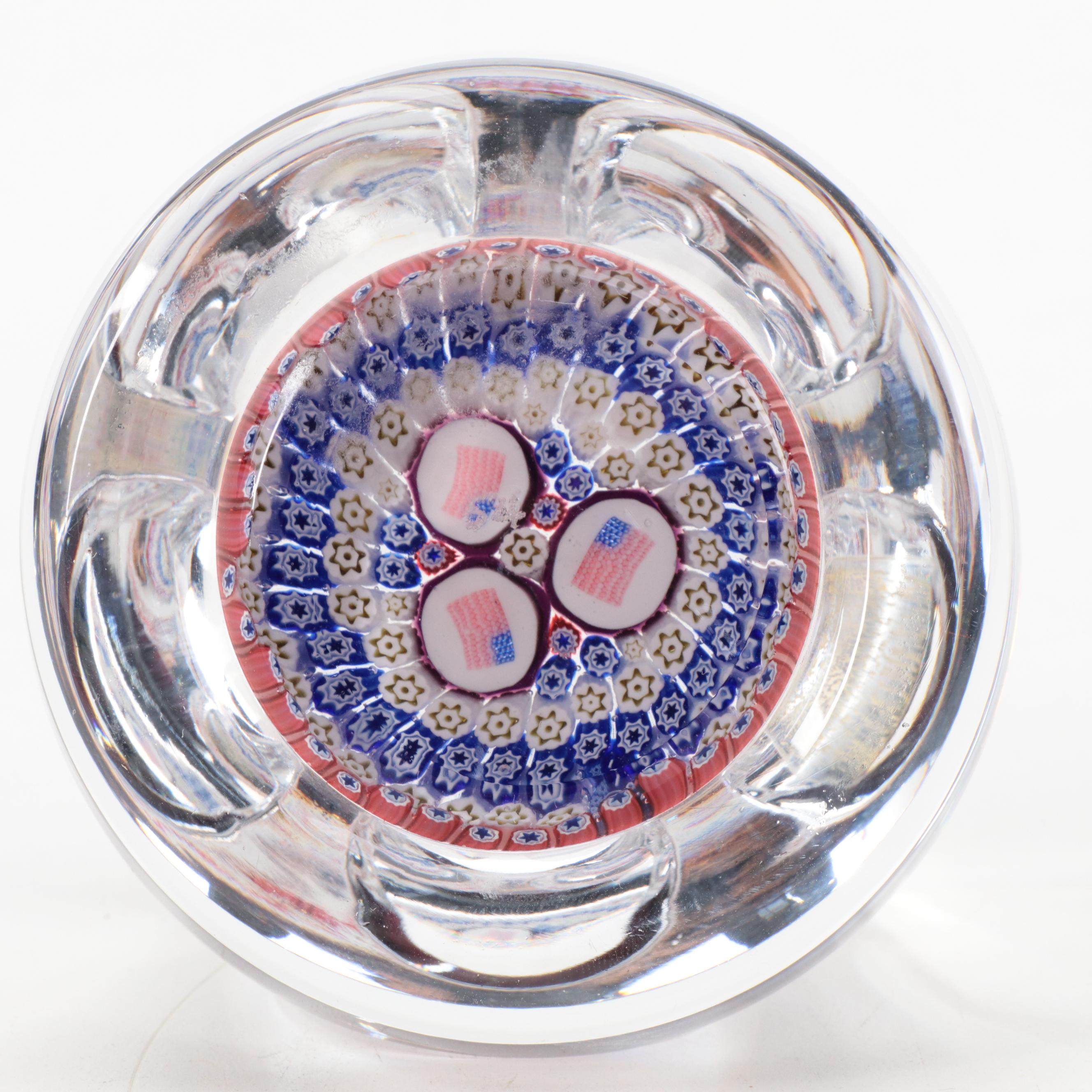 Whitefriars U.S.A. Collection Ltd. Edition Millefiore Crystal Paperweight, 1977