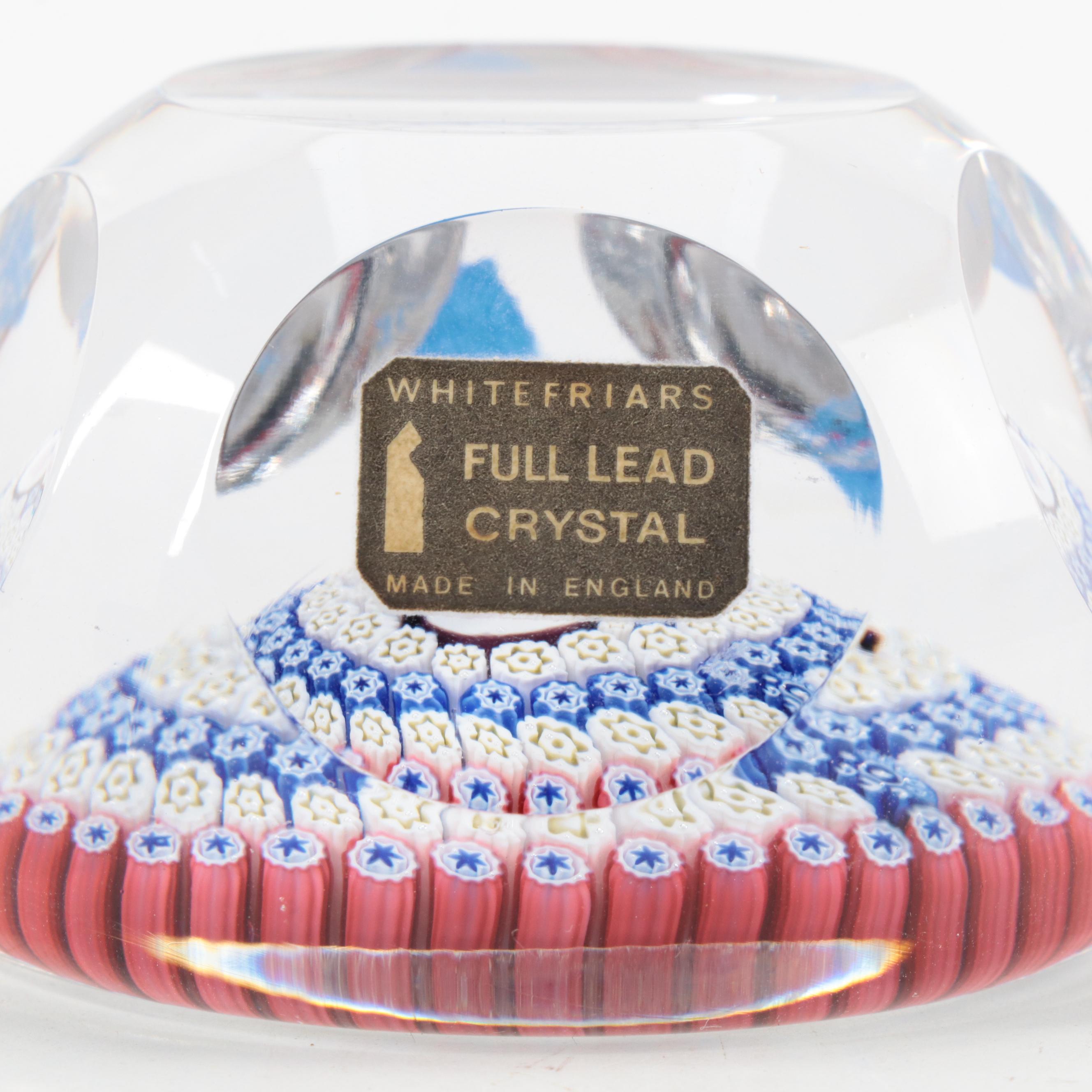 Whitefriars U.S.A. Collection Ltd. Edition Millefiore Crystal Paperweight, 1977