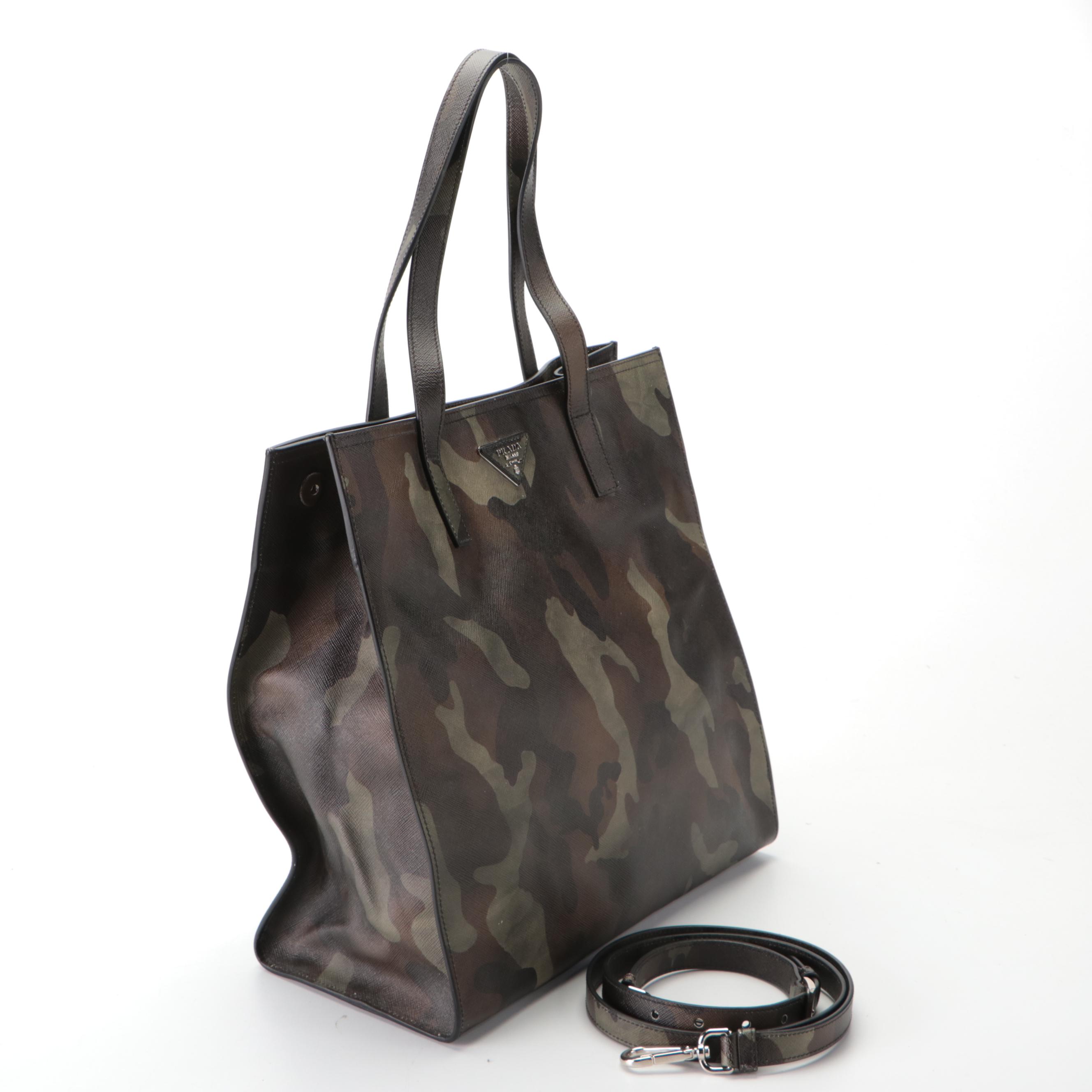 Prada Camo Saffiano Leather Two-Way Tote