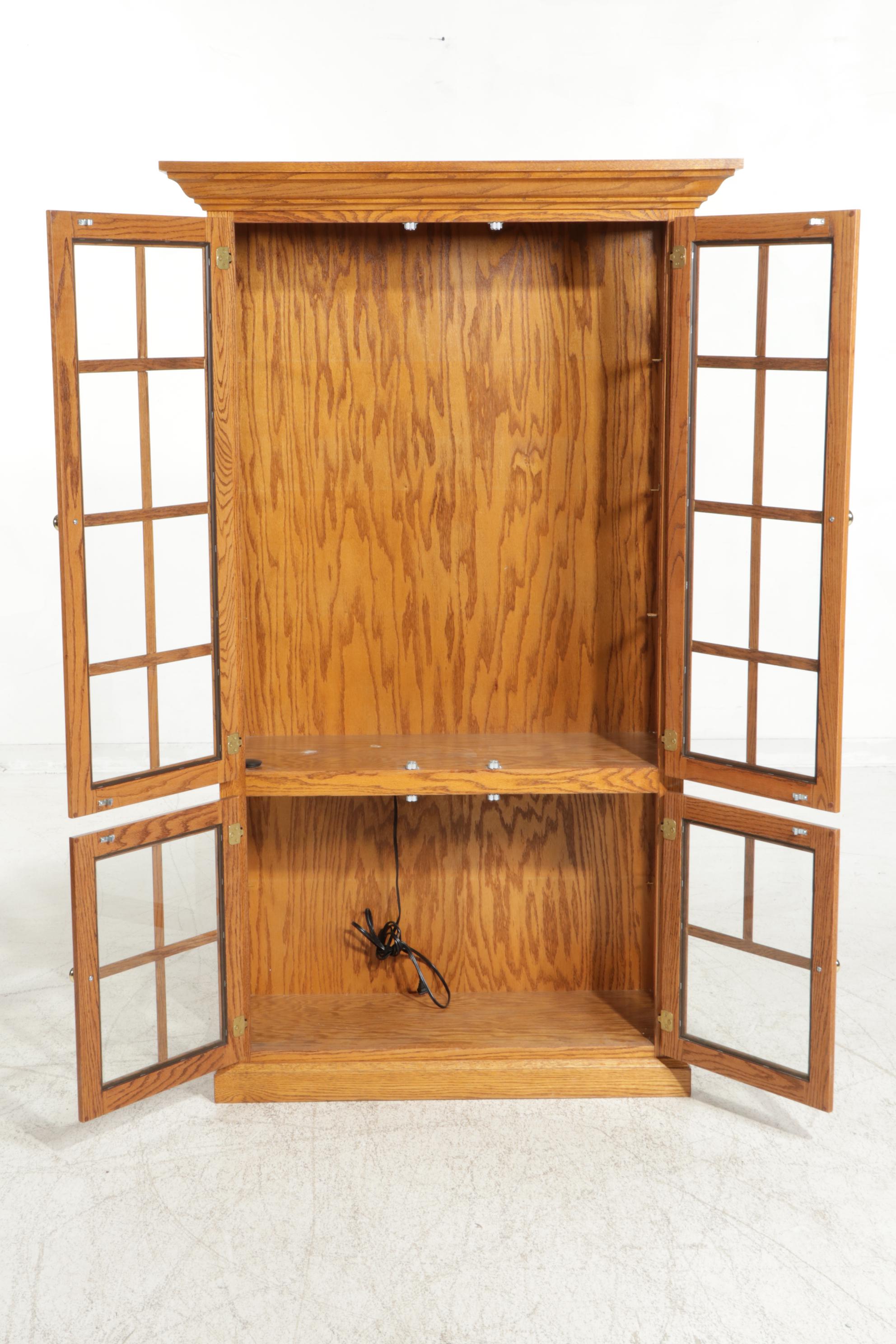 Oak Illuminated Display Cabinet, Late 20th Century