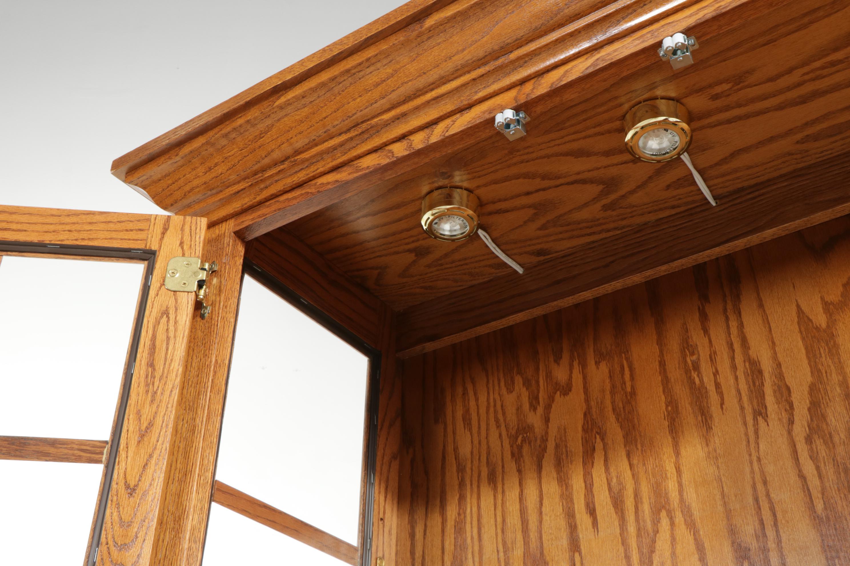 Oak Illuminated Display Cabinet, Late 20th Century