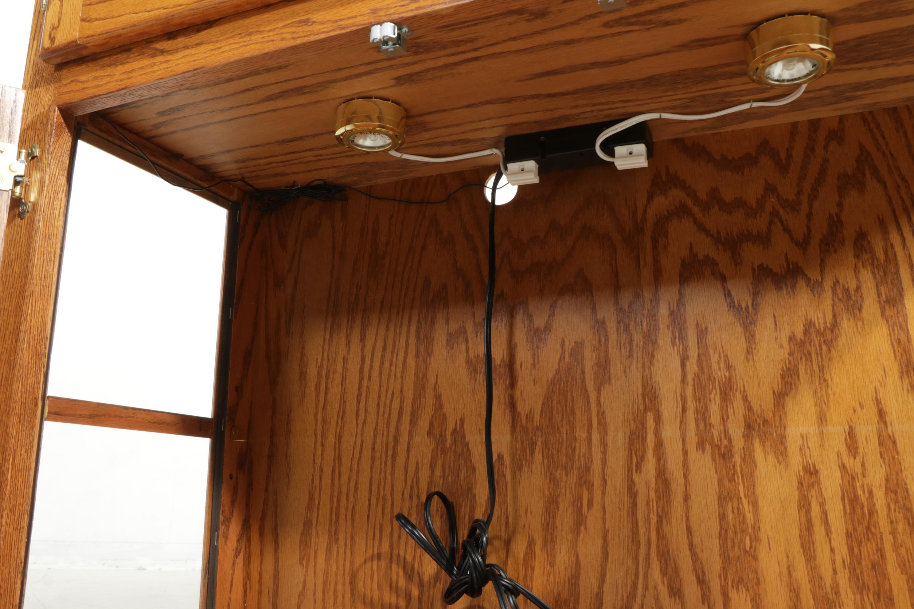 Oak Illuminated Display Cabinet, Late 20th Century