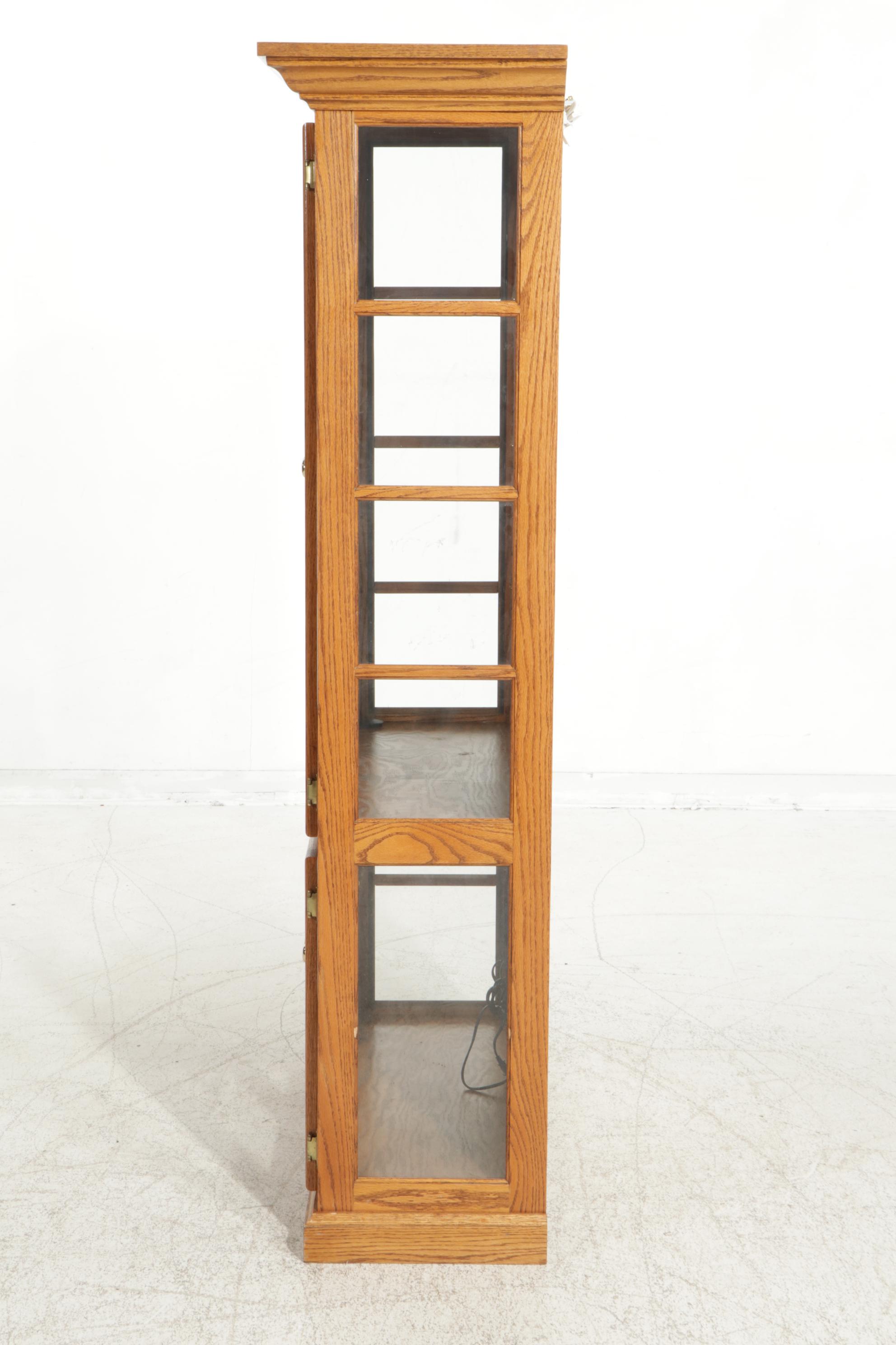 Oak Illuminated Display Cabinet, Late 20th Century