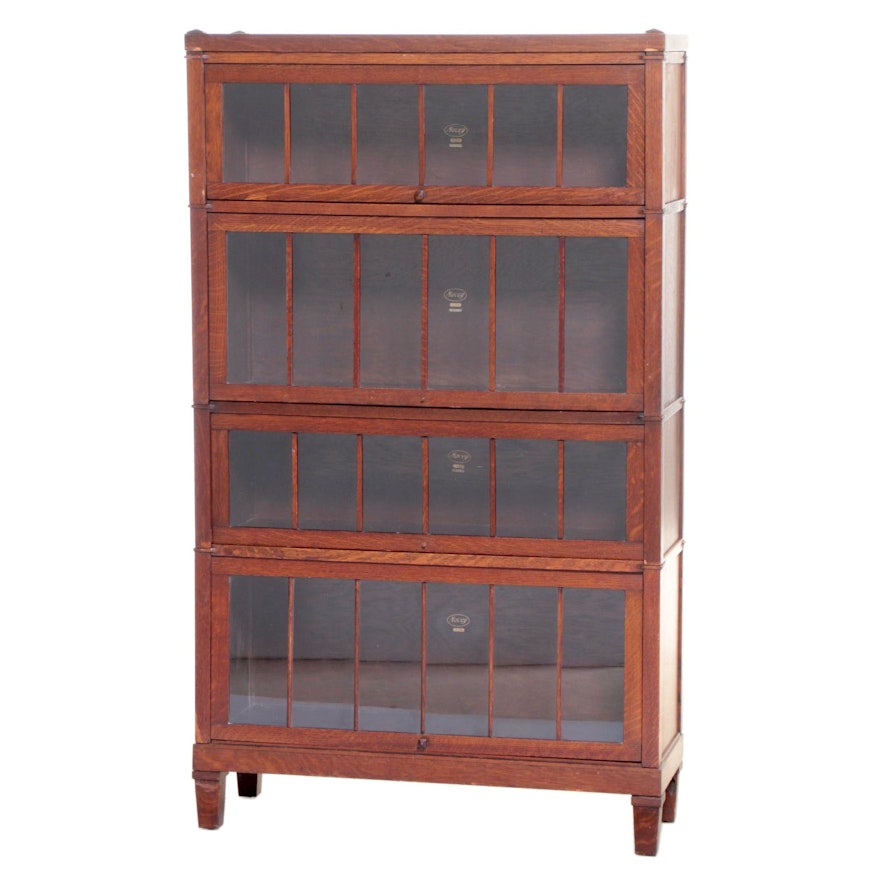 Macey Quarter-Swan Oak Barrister's Bookcase, Early 20th Century