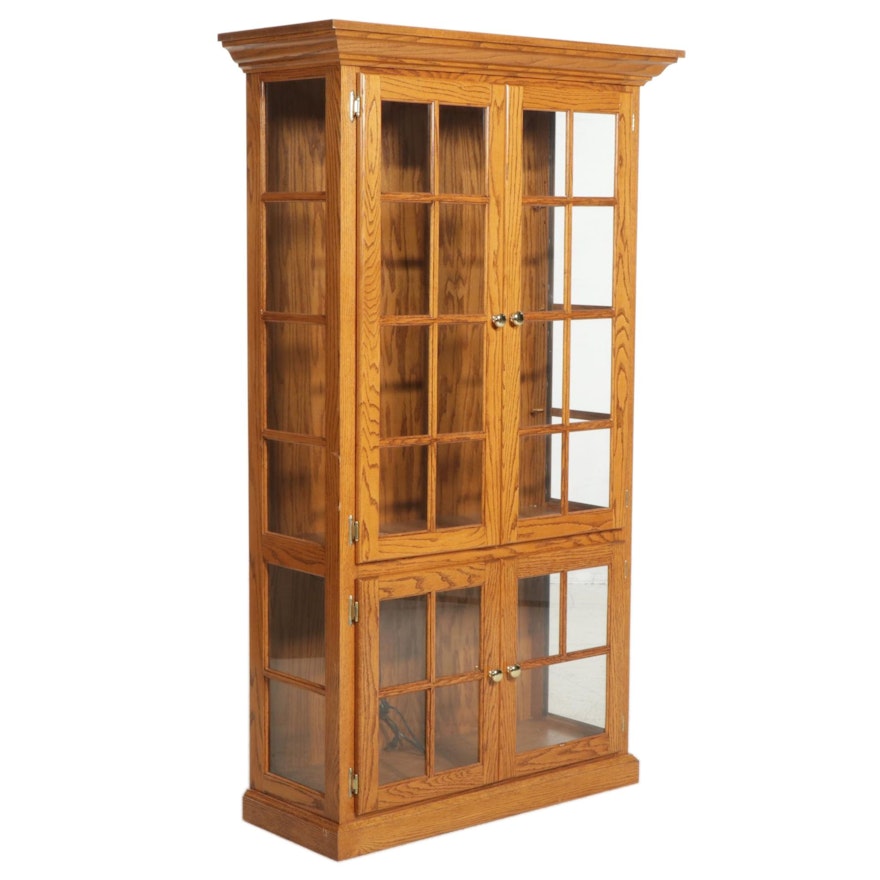 Oak Illuminated Display Cabinet, Late 20th Century