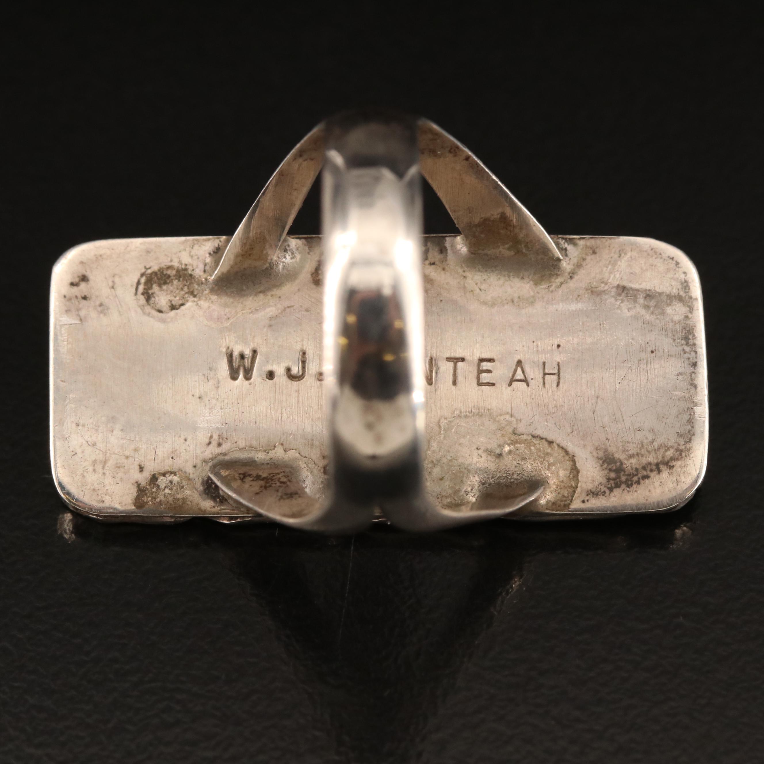 Wayne and Josie Panteah Zuni Ring Includes Coral, Black Onyx and Mother of Pearl