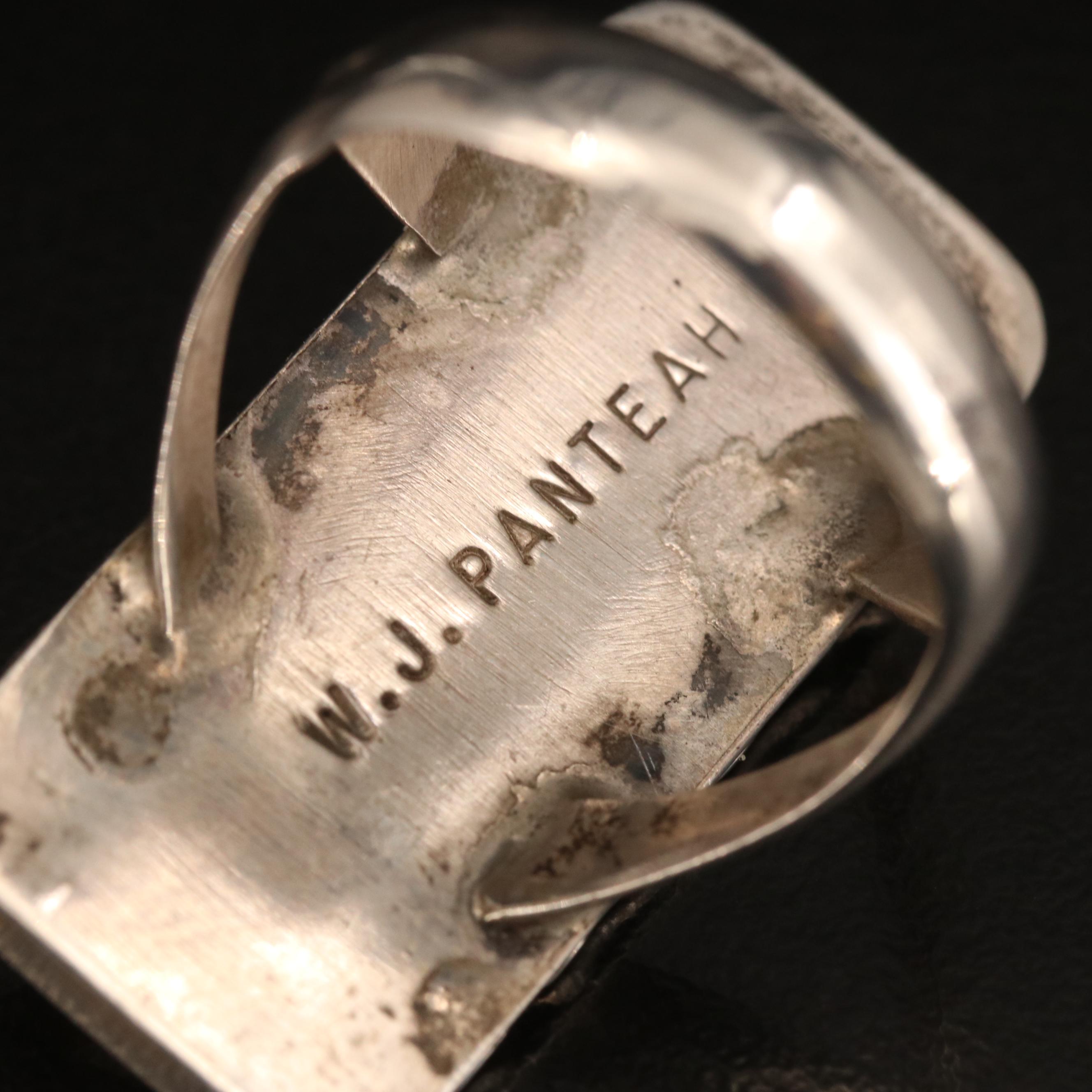 Wayne and Josie Panteah Zuni Ring Includes Coral, Black Onyx and Mother of Pearl