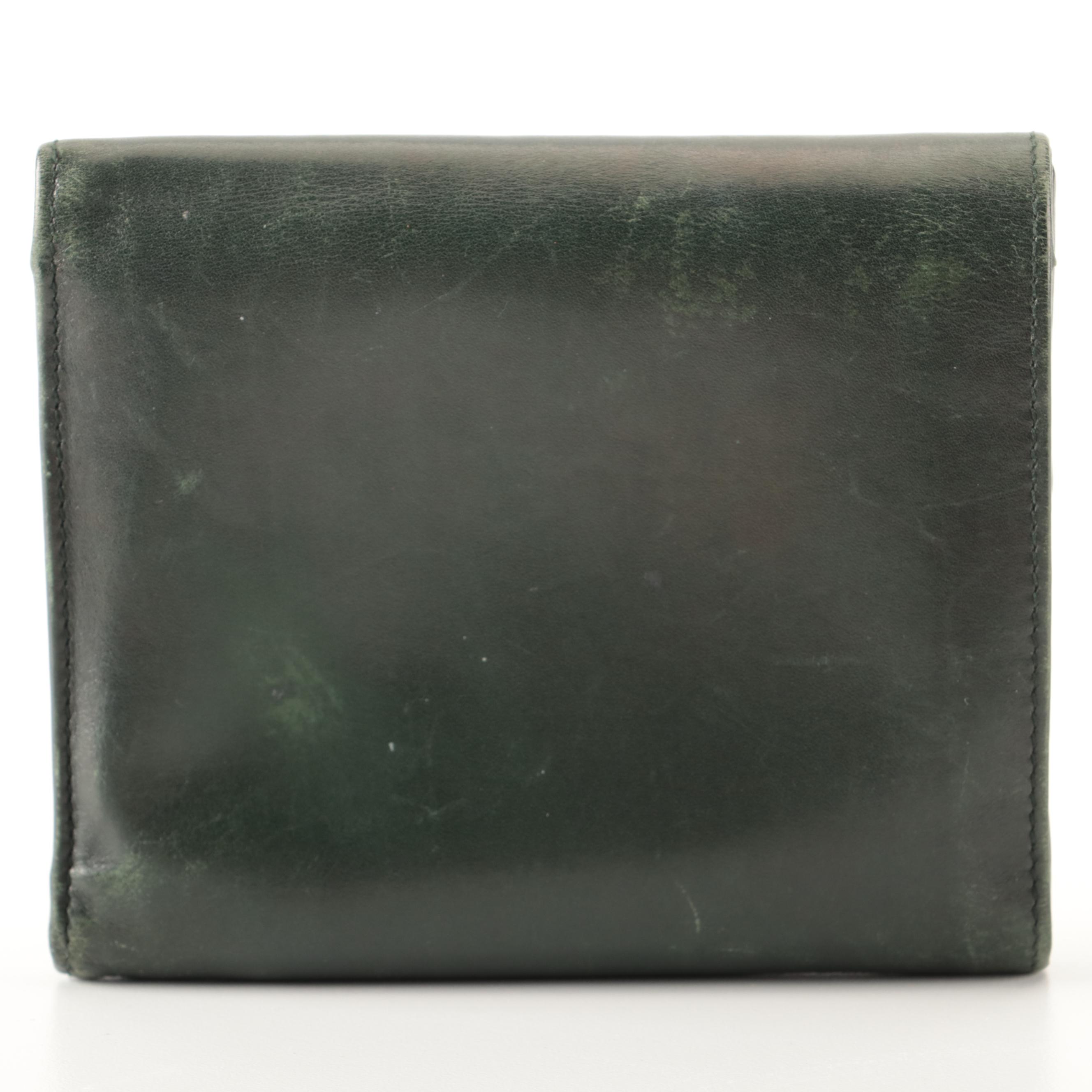 Prada Trifold Wallet in Dark Green Smooth Calfskin