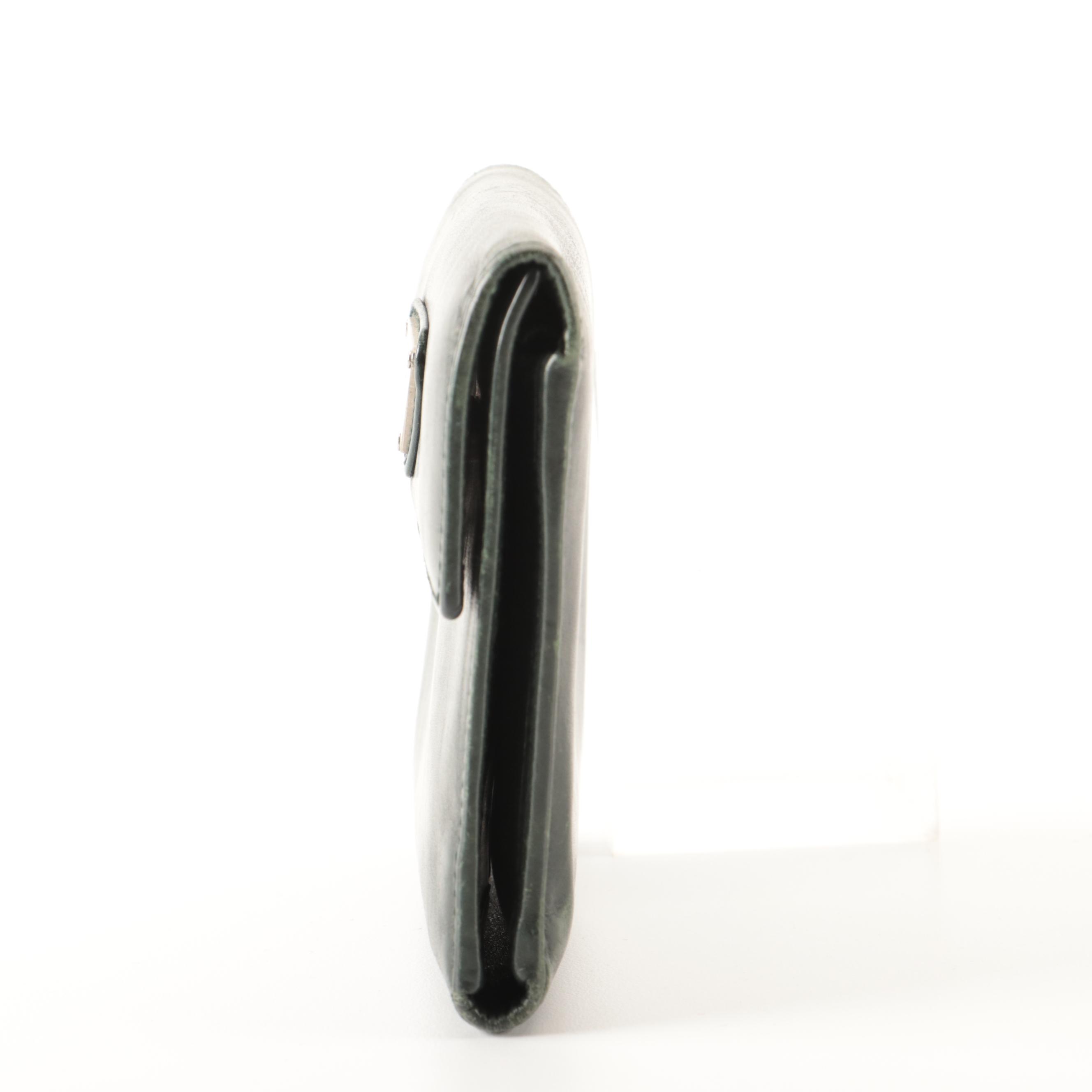 Prada Trifold Wallet in Dark Green Smooth Calfskin