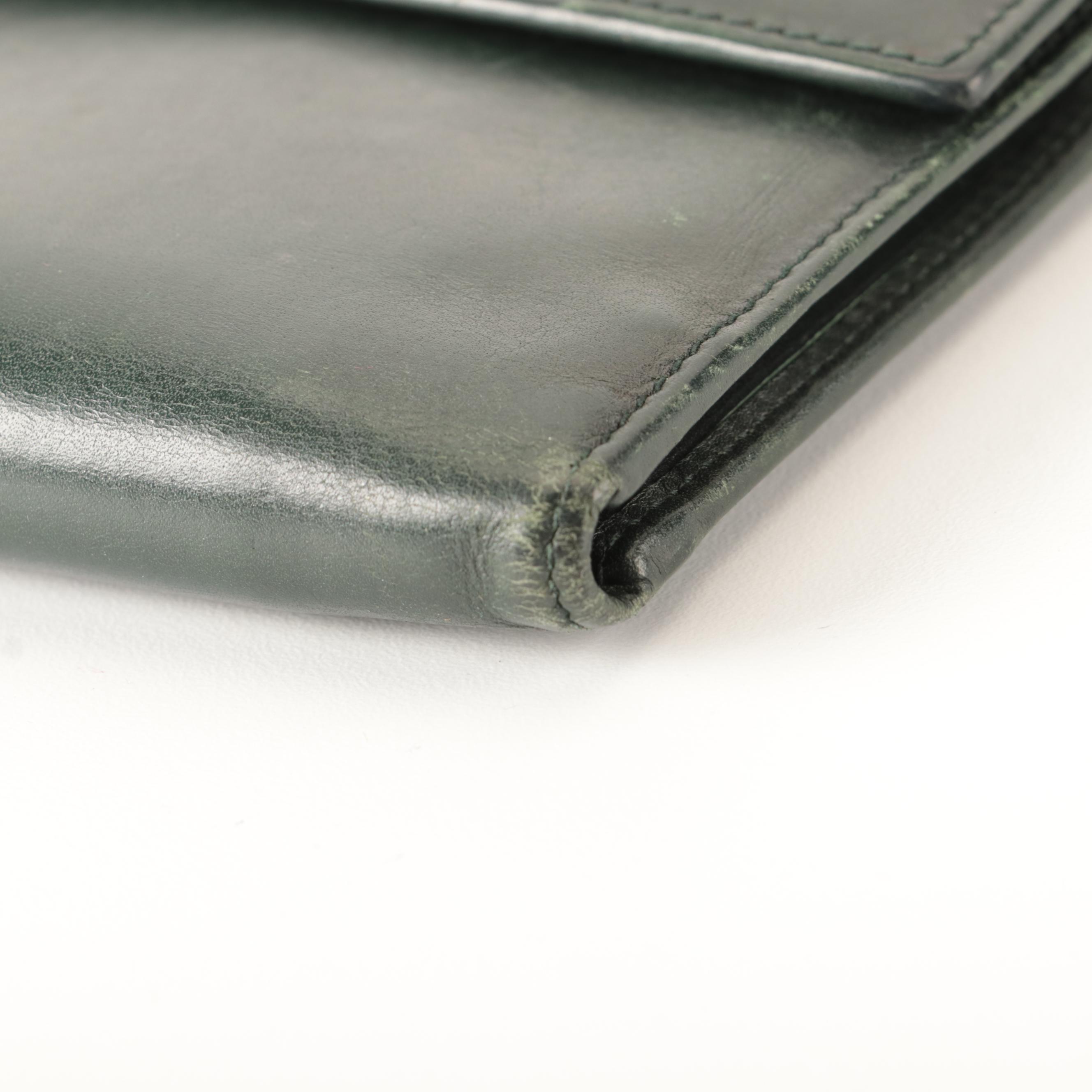 Prada Trifold Wallet in Dark Green Smooth Calfskin