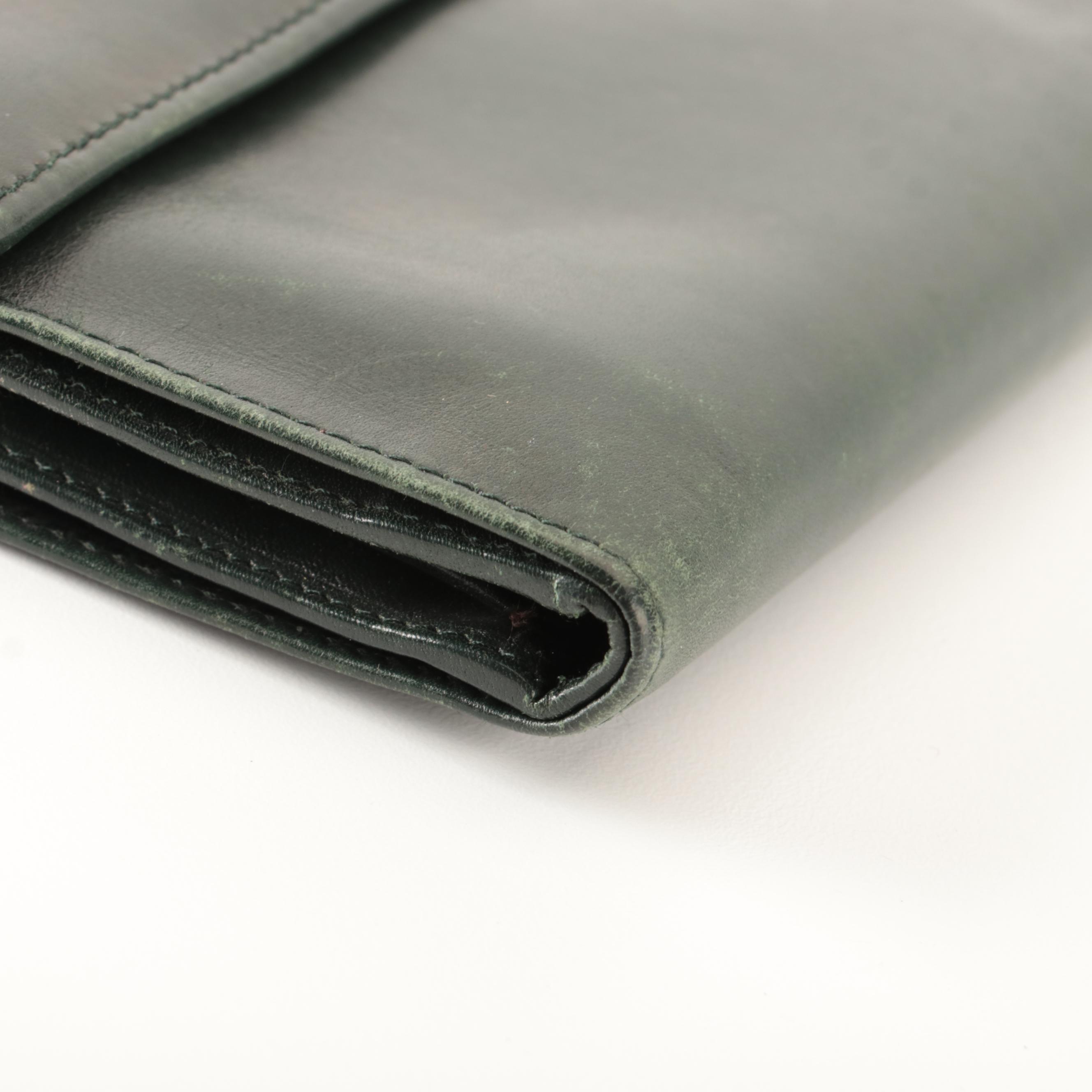 Prada Trifold Wallet in Dark Green Smooth Calfskin