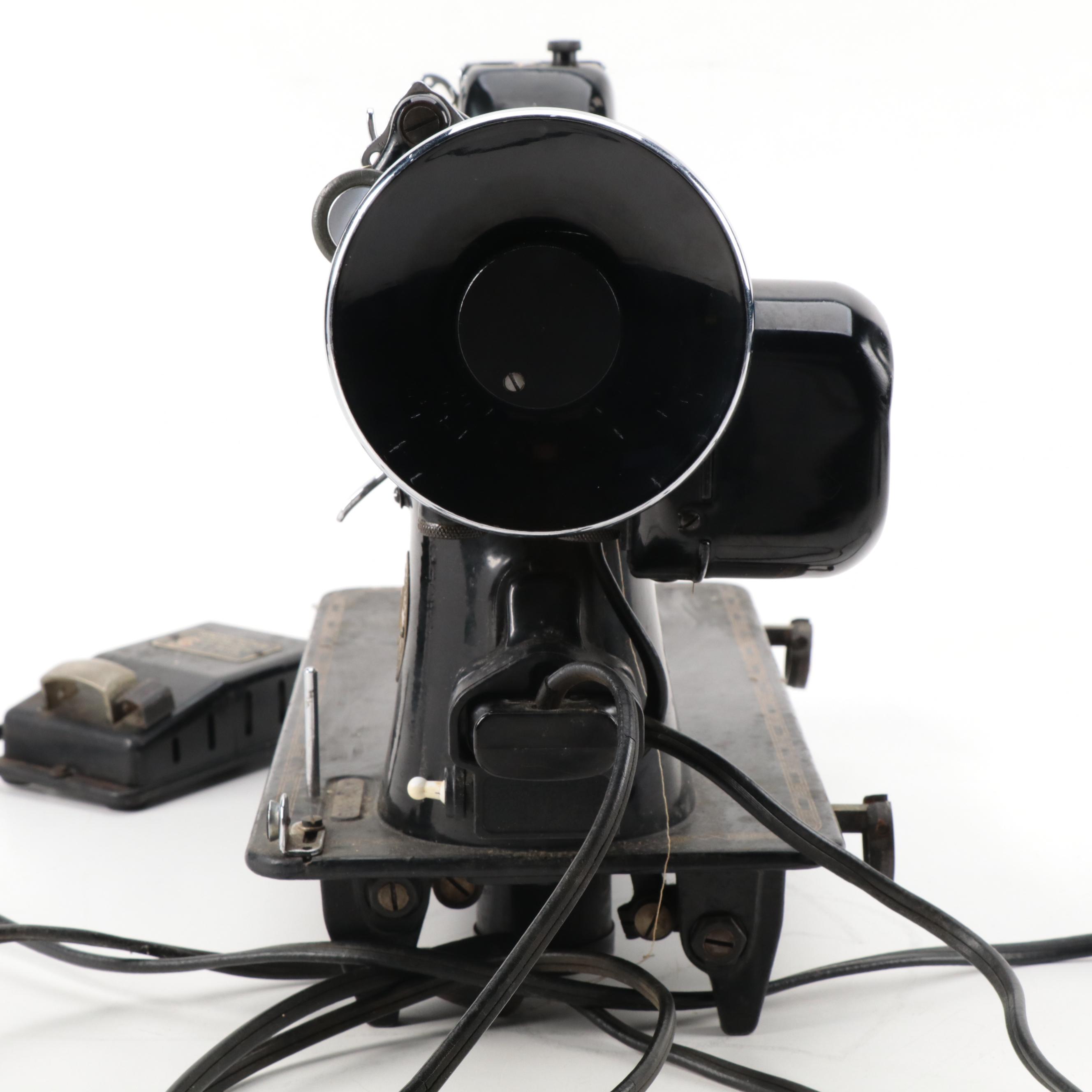 Singer Mfg Co. 201-2 Electric Sewing Machine with Light, Foot Pedal, ca. 1942