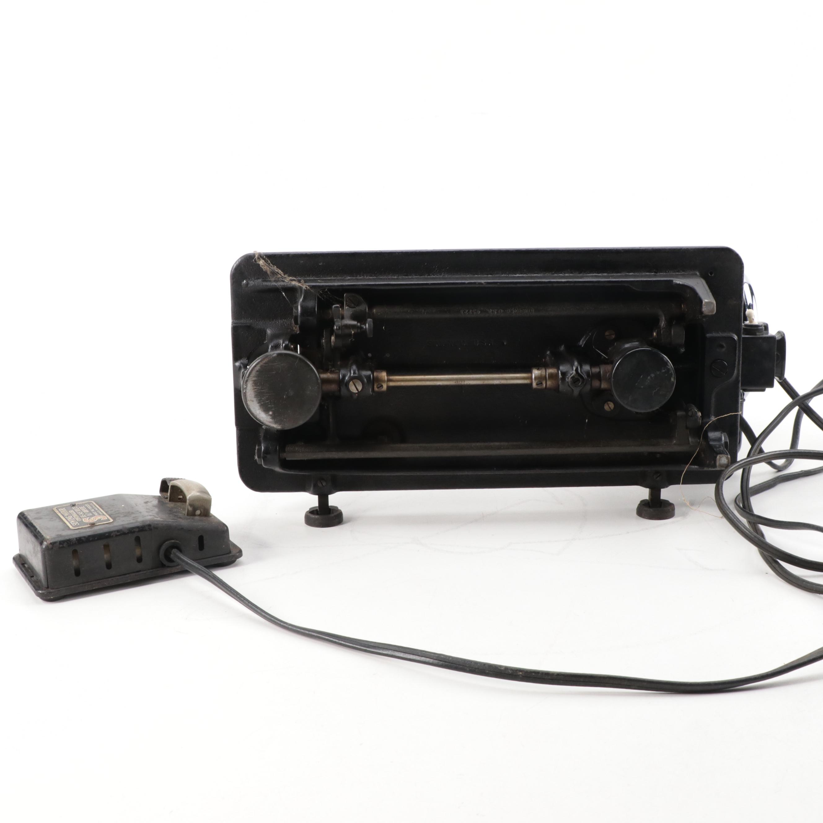 Singer Mfg Co. 201-2 Electric Sewing Machine with Light, Foot Pedal, ca. 1942