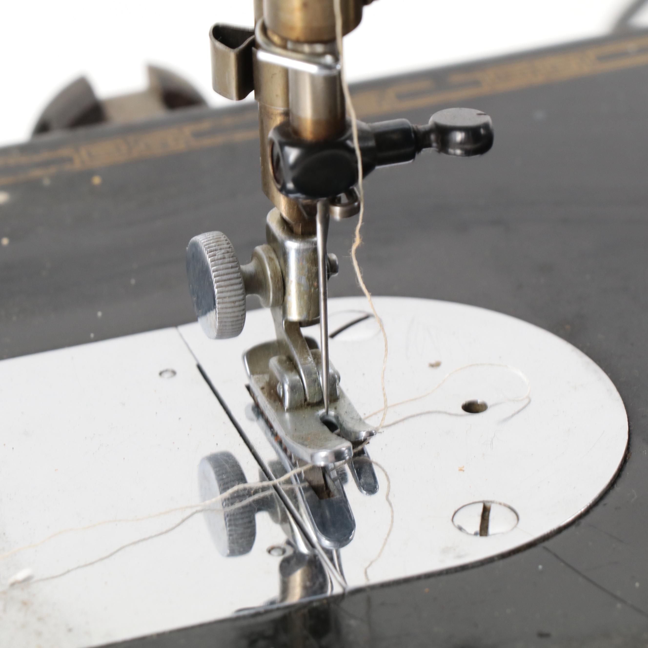 Singer Mfg Co. 201-2 Electric Sewing Machine with Light, Foot Pedal, ca. 1942