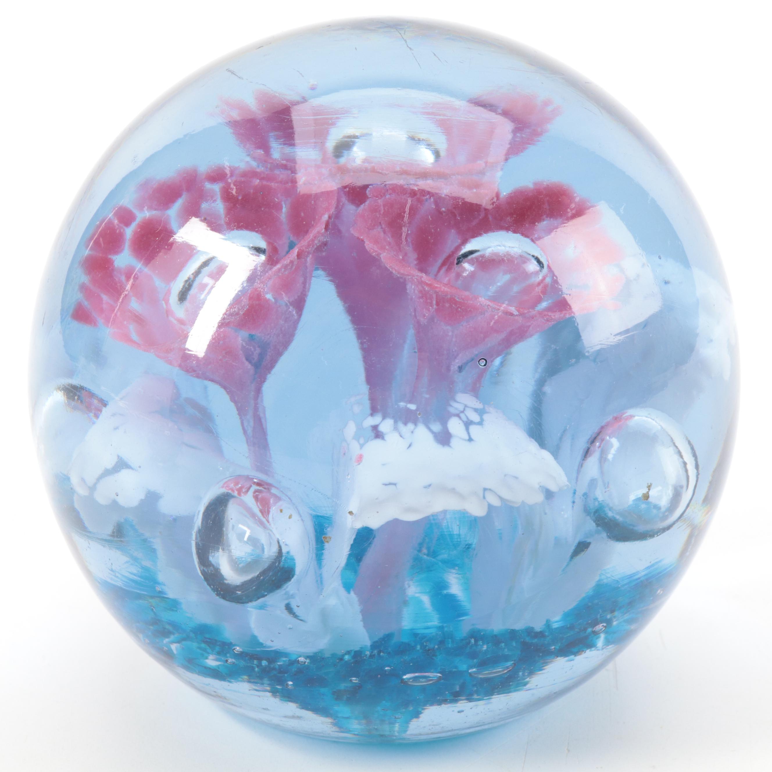 Handcrafted Floral Motif Art Glass Paperweights