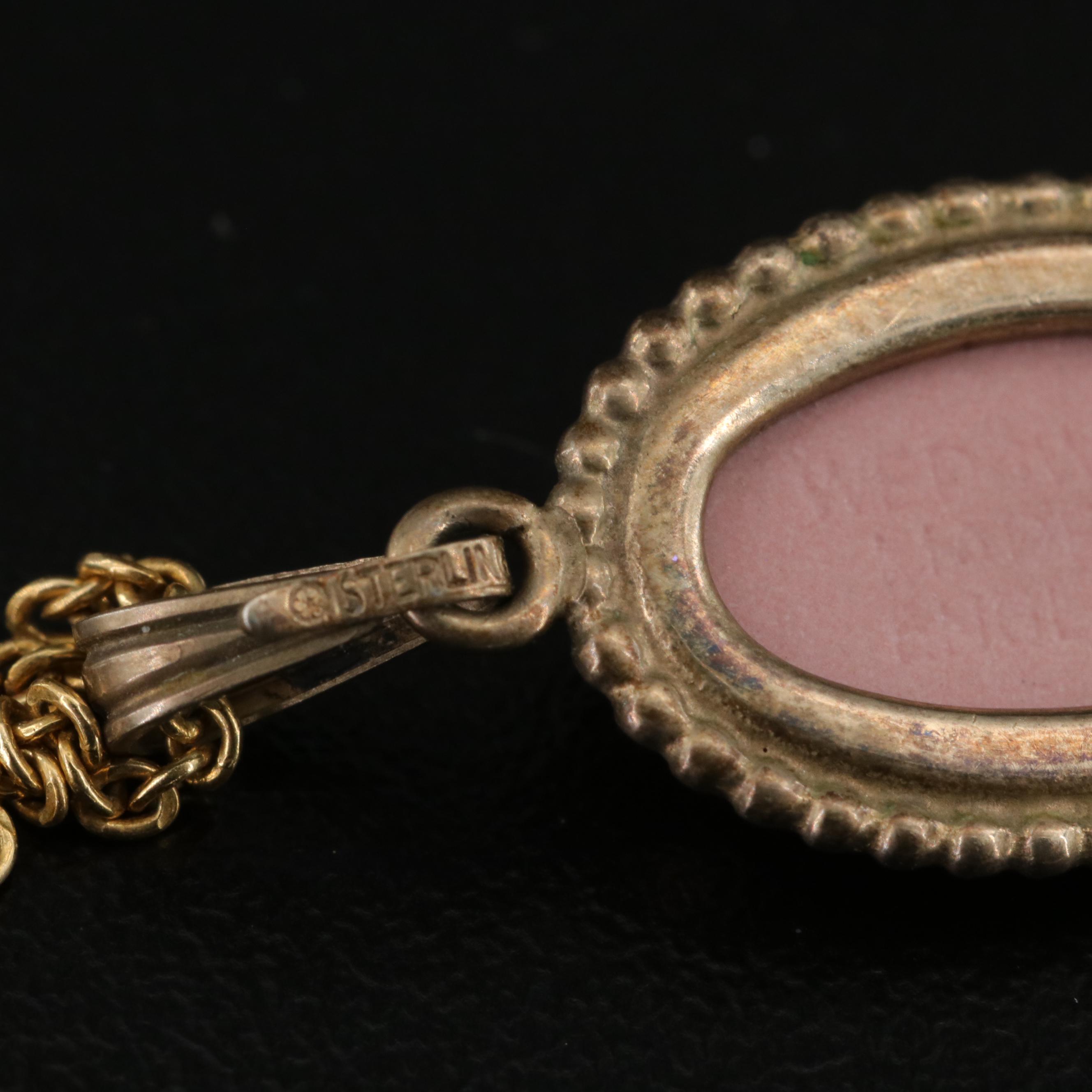 Vintage Sterling Wedgwood and Cameo Pendant Necklaces