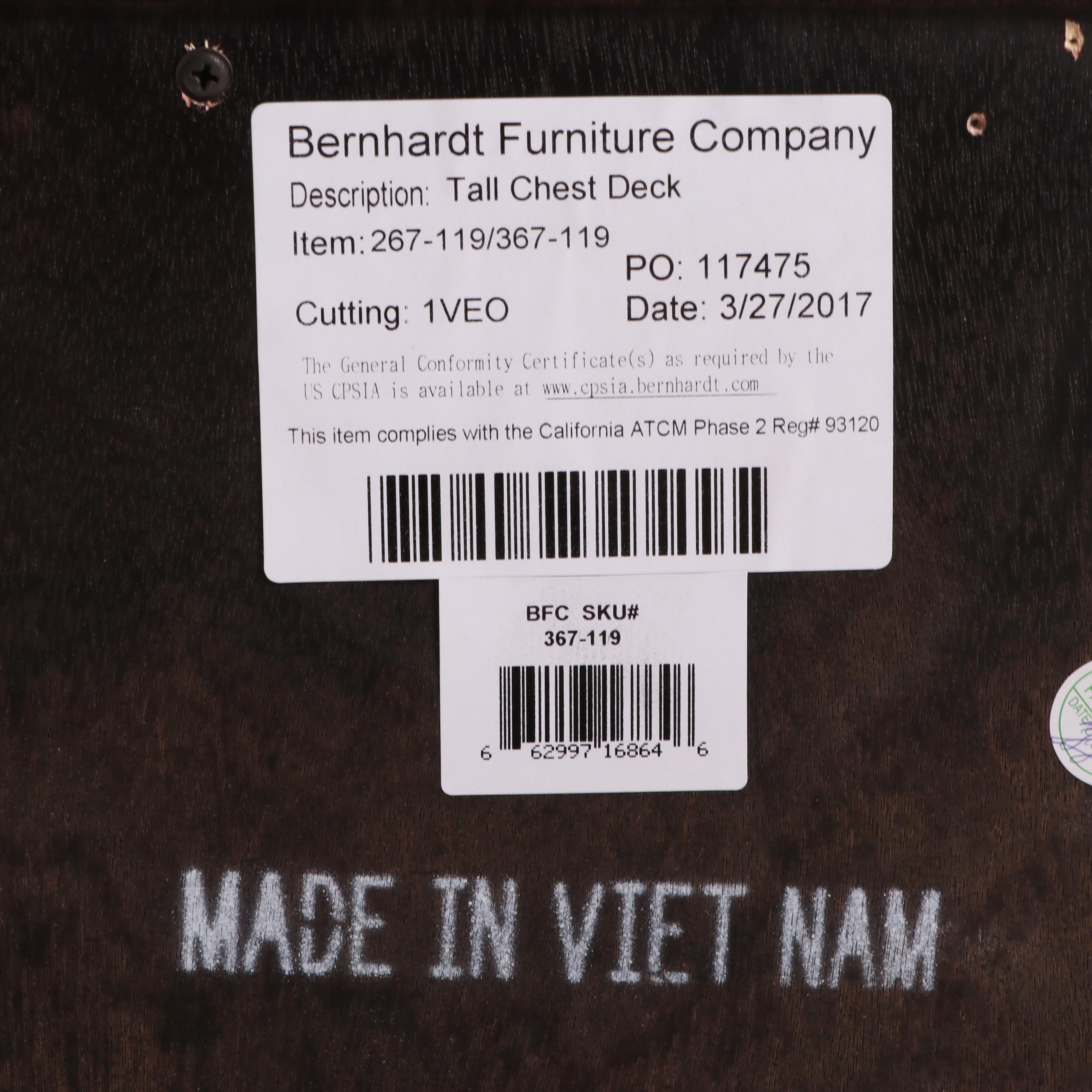 Bernhardt "Sutton House" Primavera and Hand-Forged Steel Tall Chest-on-Stand