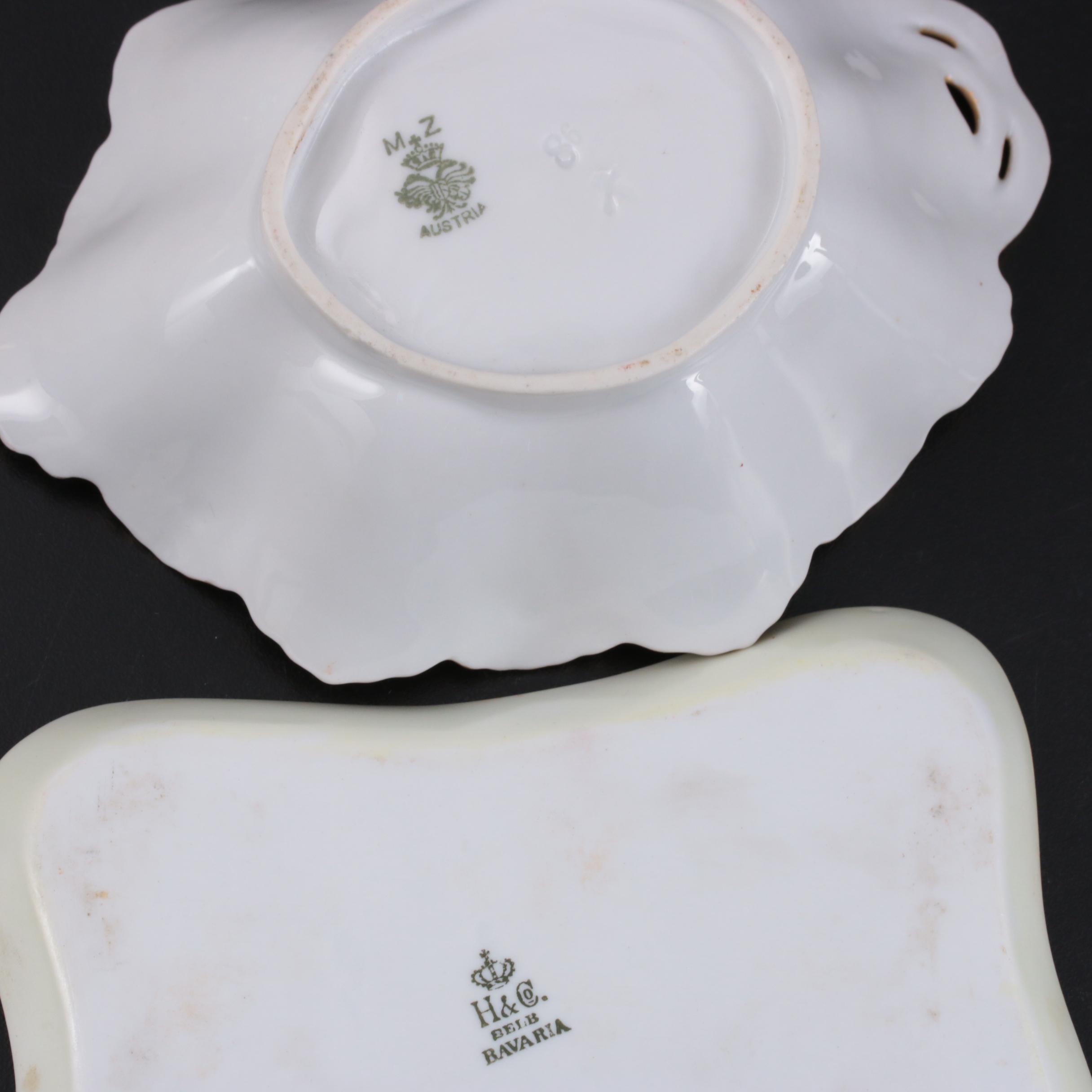 Continental Hand-Painted Porcelain Vanity Items, Early 20th Century