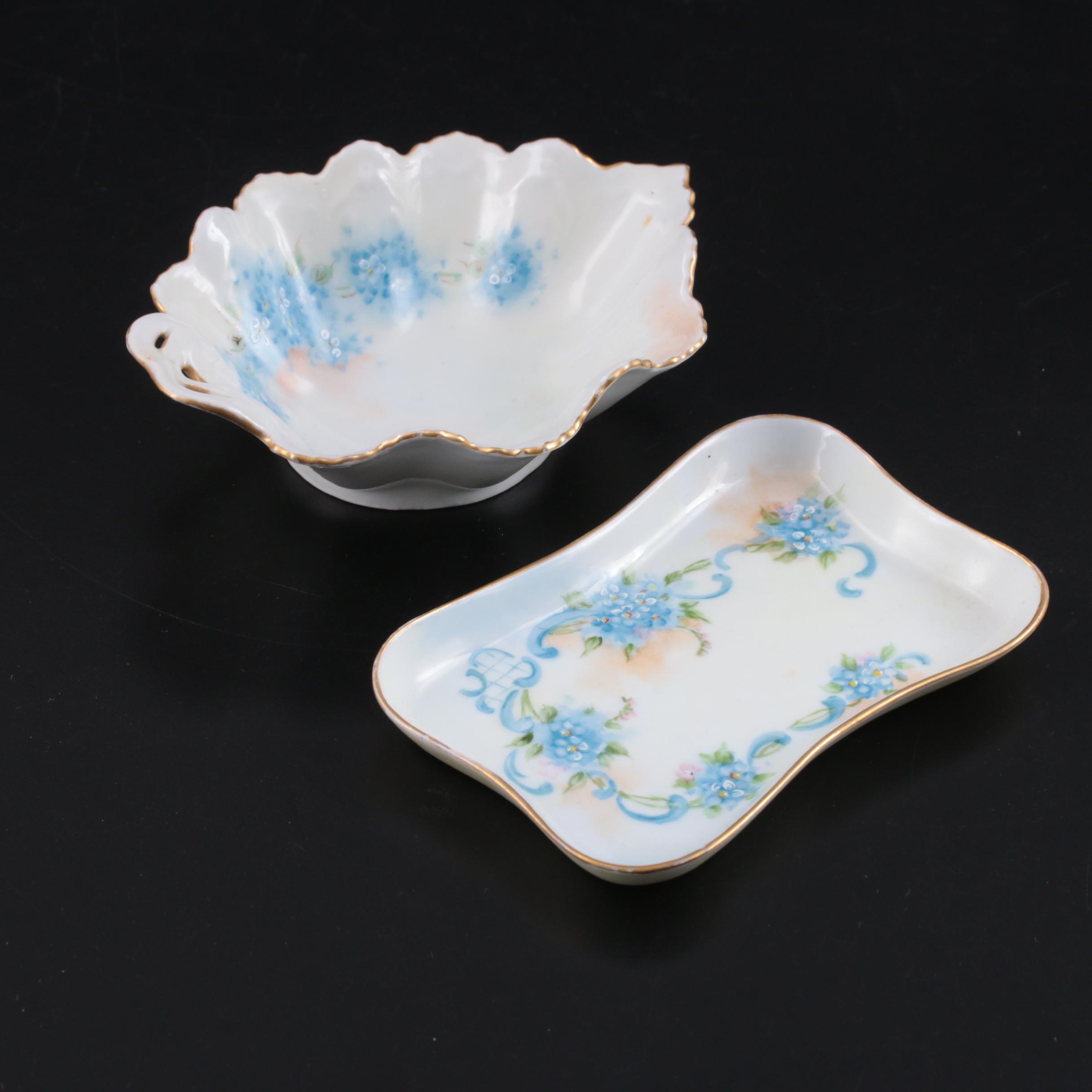 Continental Hand-Painted Porcelain Vanity Items, Early 20th Century