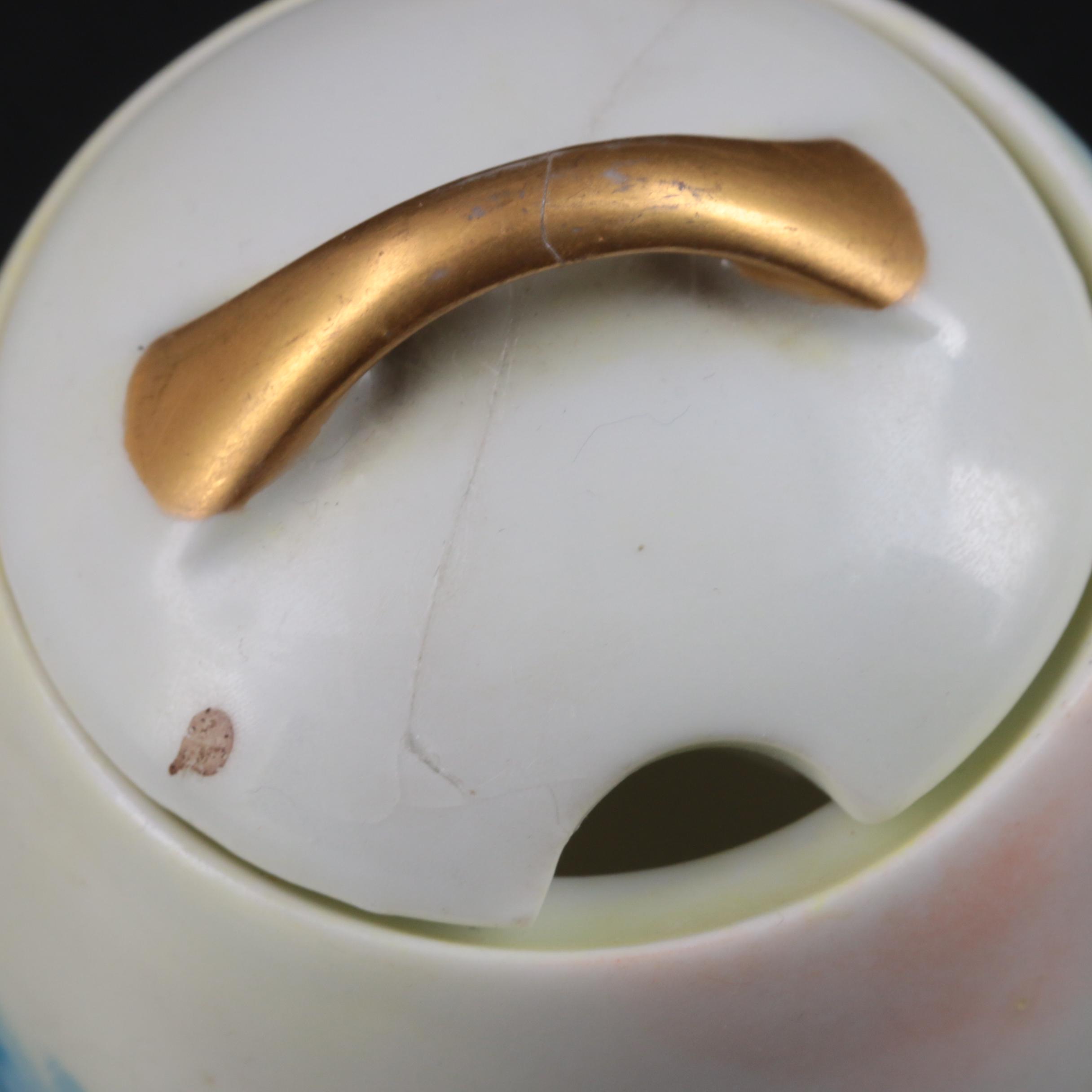 Continental Hand-Painted Porcelain Vanity Items, Early 20th Century