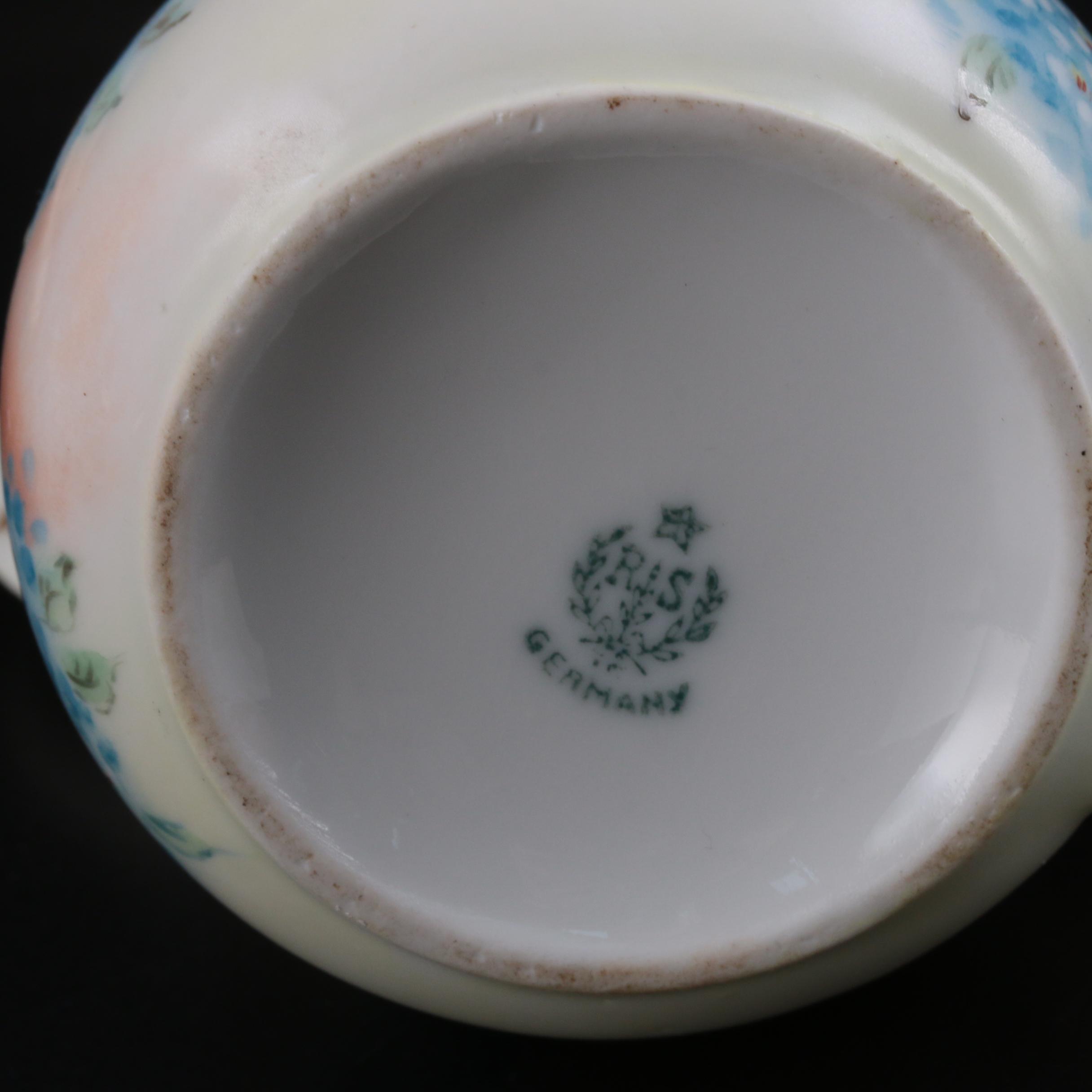 Continental Hand-Painted Porcelain Vanity Items, Early 20th Century