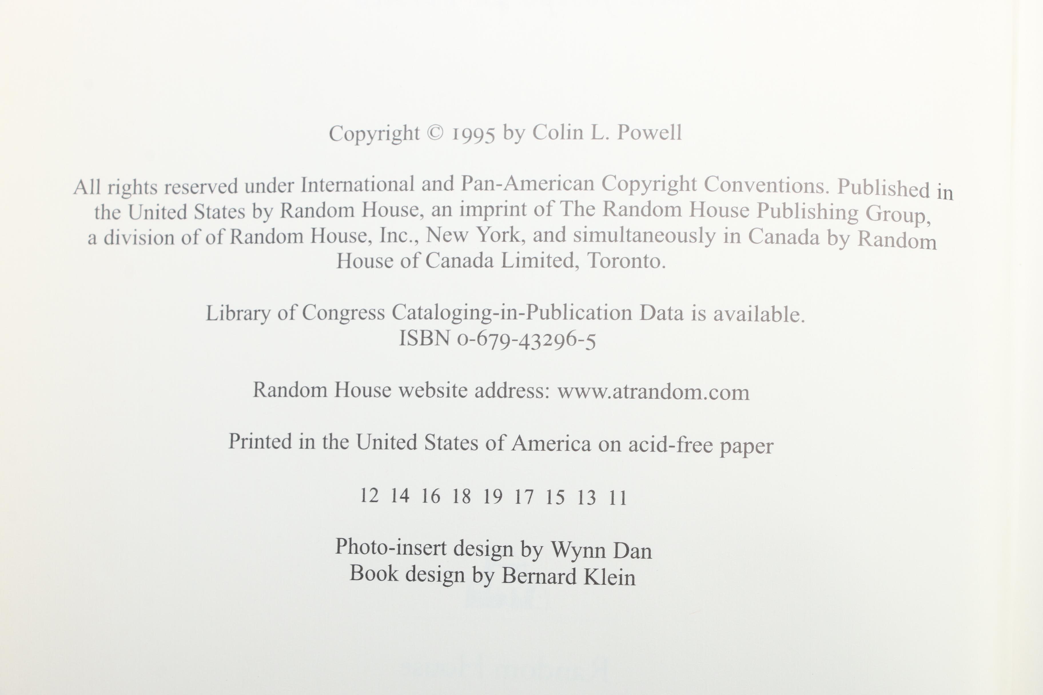 Signed Eleventh Printing "My American Journey" by Colin Powell, 1995
