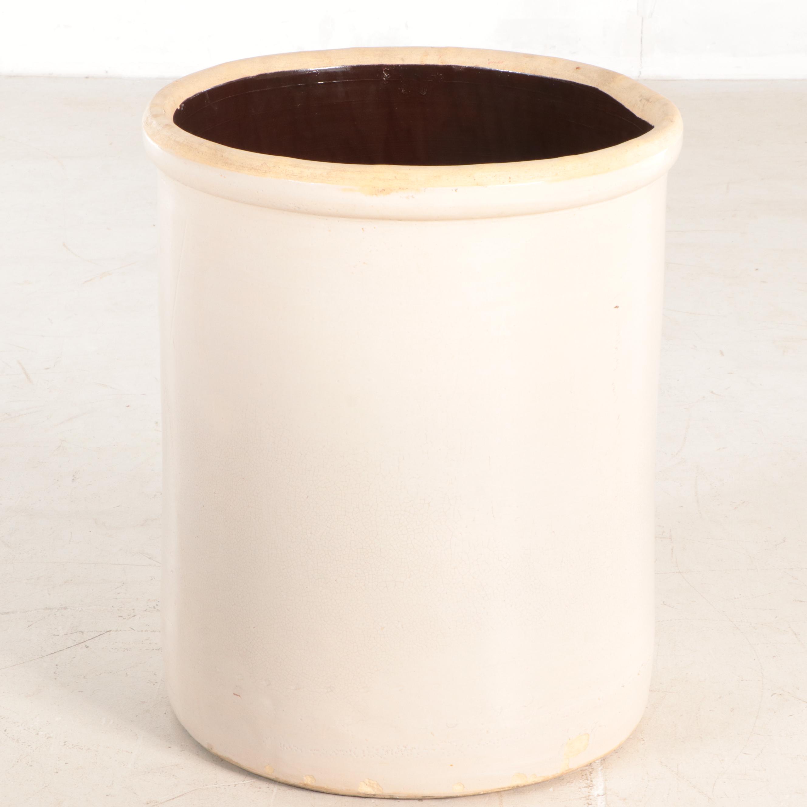 Crown 20 Gallon Salt Glazed Stoneware Crock, Early to Mid 20th Century