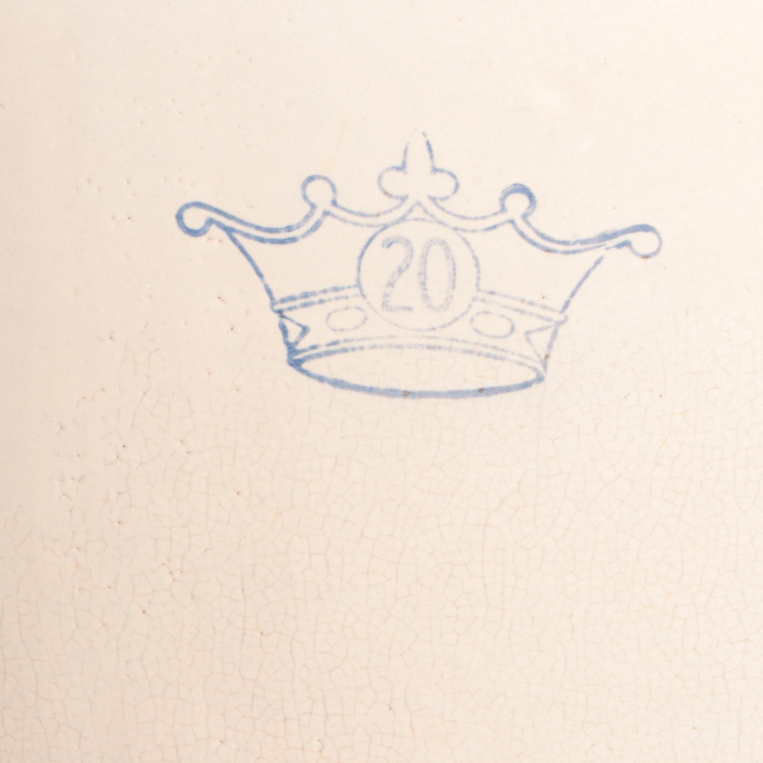 Crown 20 Gallon Salt Glazed Stoneware Crock, Early to Mid 20th Century