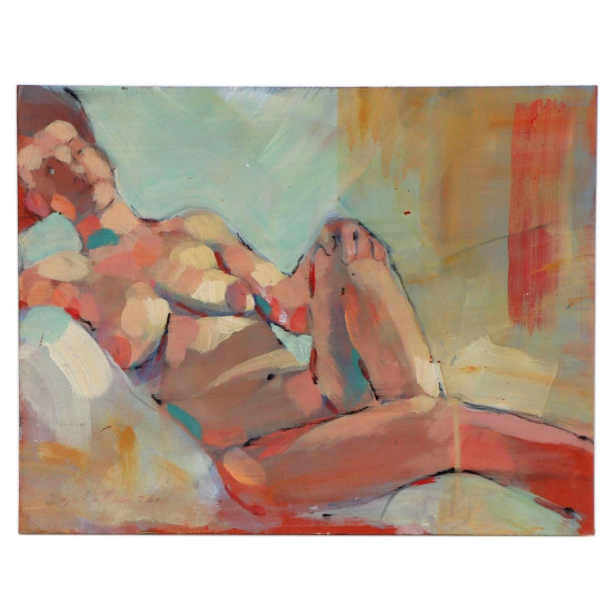 Raymond Zaplatar Oil Painting of Nude Figure, 2018
