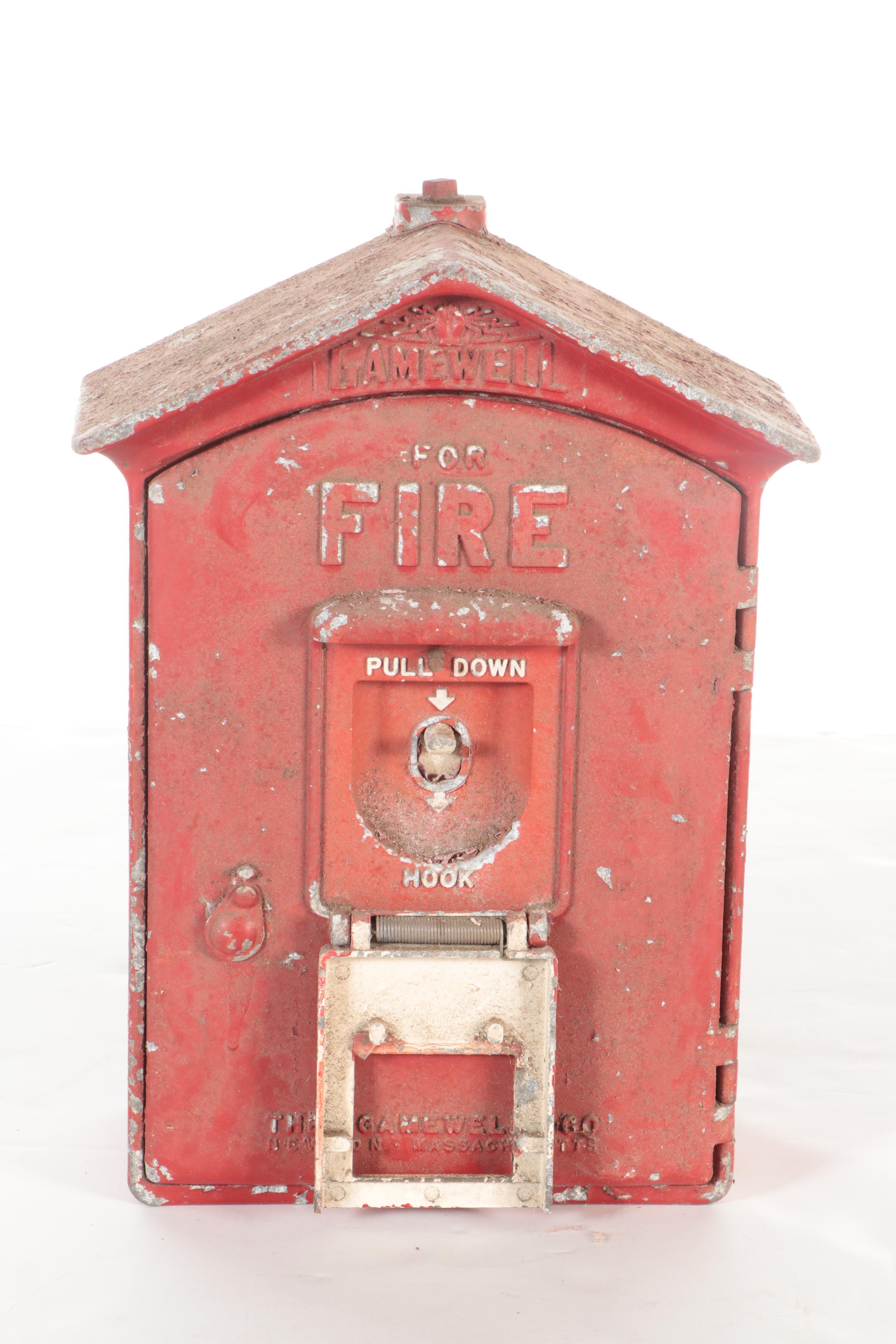 Gamewell Cast iron Fire Alarm "Pull Down" Emergency Boxes, Early/Mid 20th C.