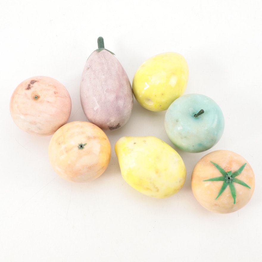 Dyed and Polished Stone Fruit Figurines