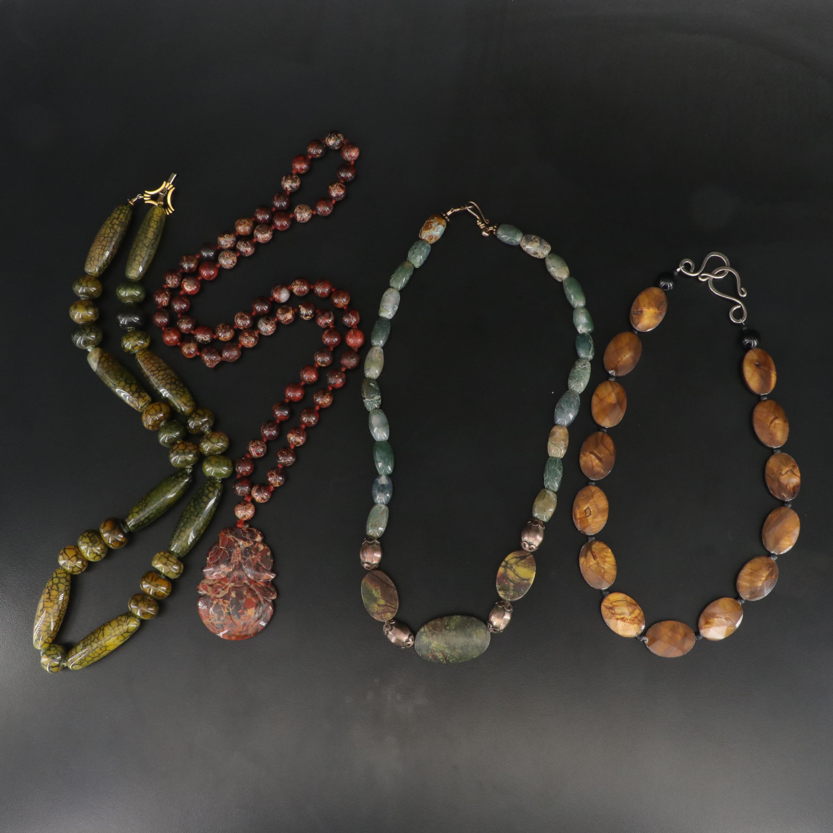 Beaded Necklace Collection with Tiger's Eye, Jasper and Agate