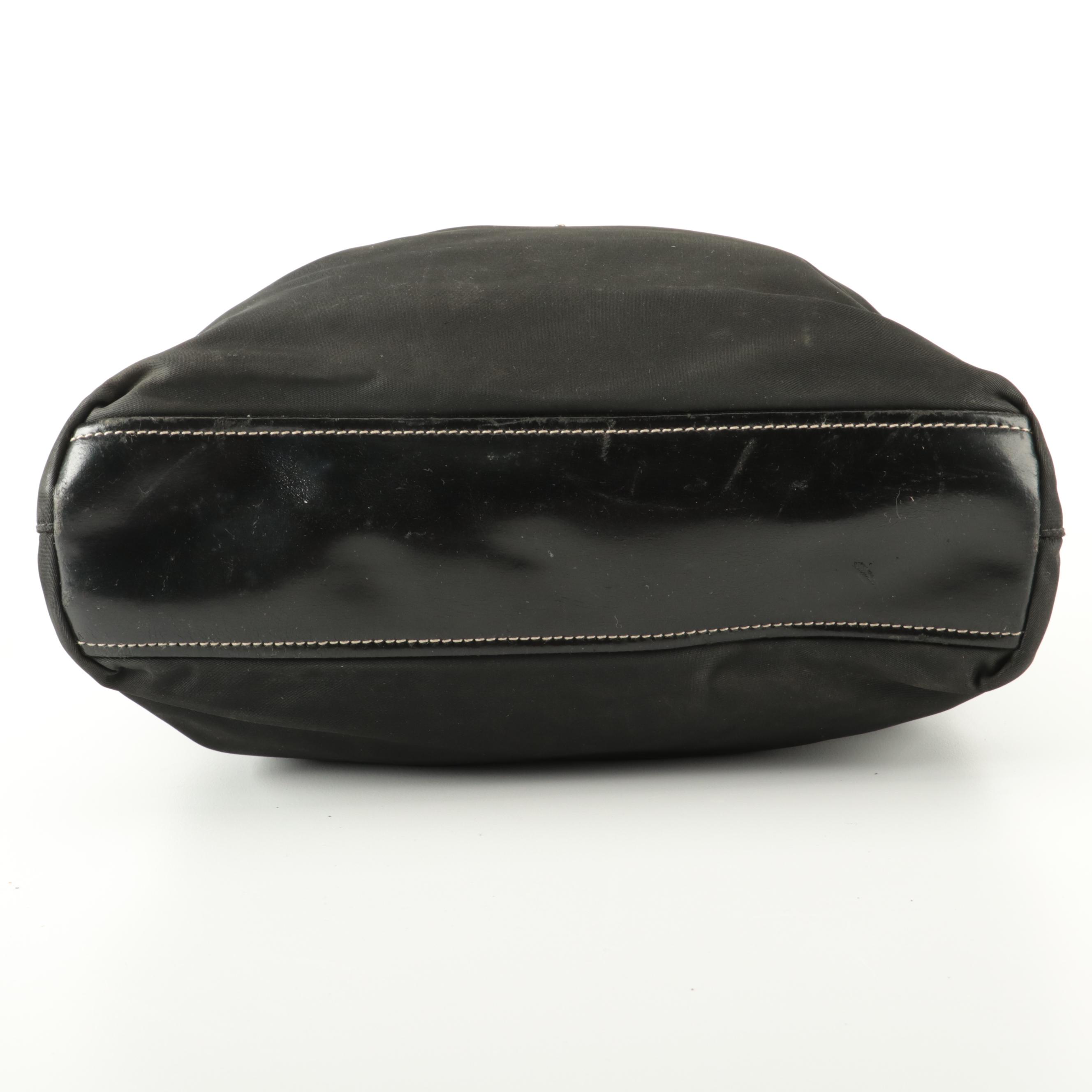 Prada Small Handbag in Black Tessuto Nylon and Leather with Contrast Stitching