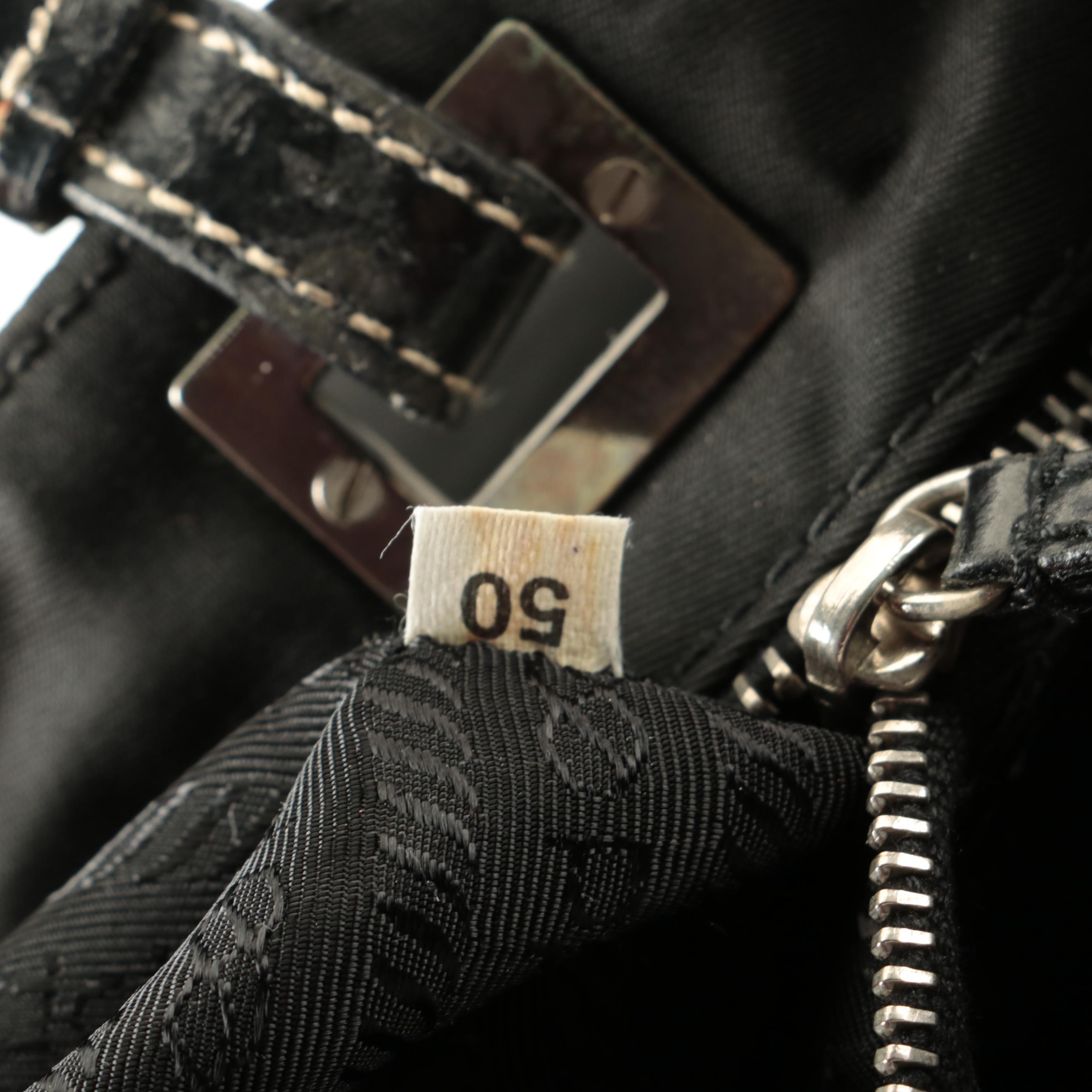 Prada Small Handbag in Black Tessuto Nylon and Leather with Contrast Stitching