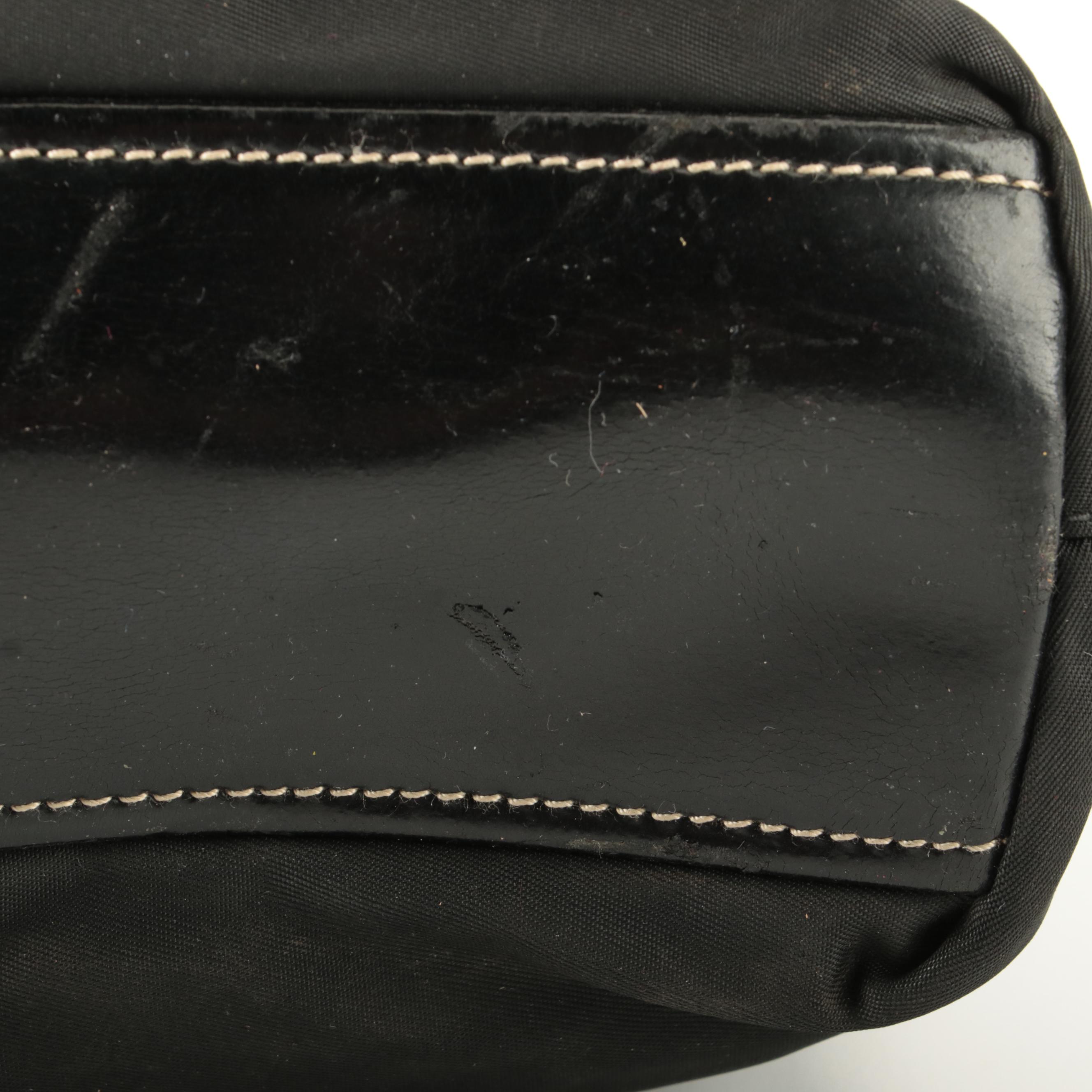 Prada Small Handbag in Black Tessuto Nylon and Leather with Contrast Stitching