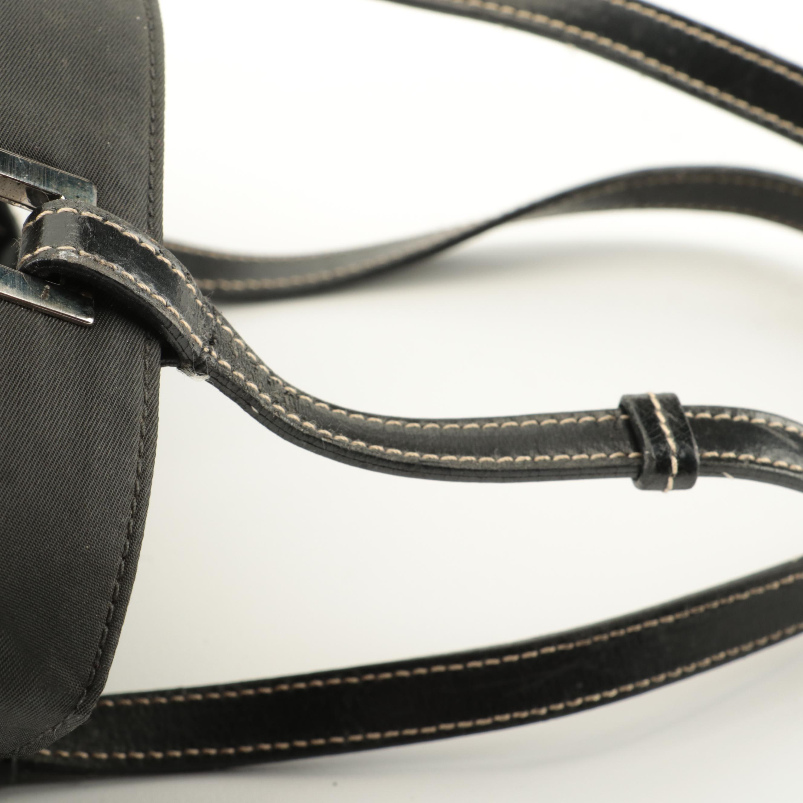 Prada Small Handbag in Black Tessuto Nylon and Leather with Contrast Stitching