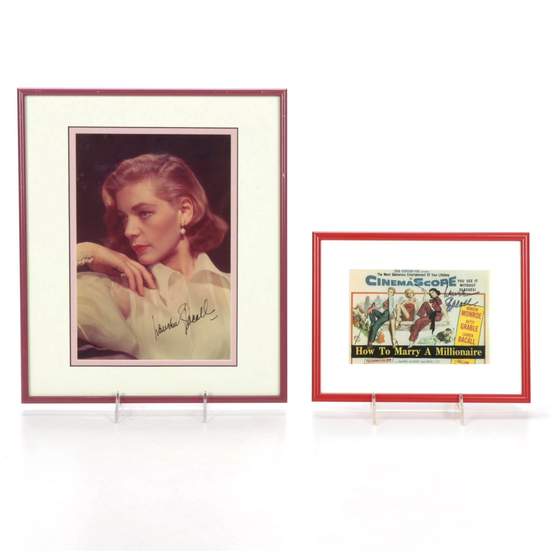 Lauren Bacall Signed Photo, "How to Marry a Millionaire" Poster, Visual Pass