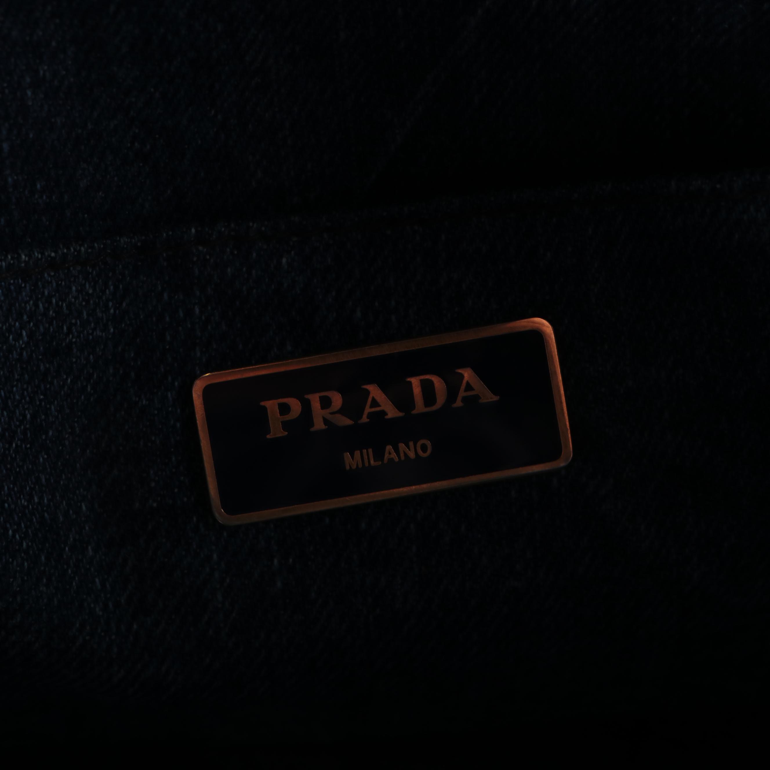 Prada Silkscreen Logo Tote Bag in Blue Denim