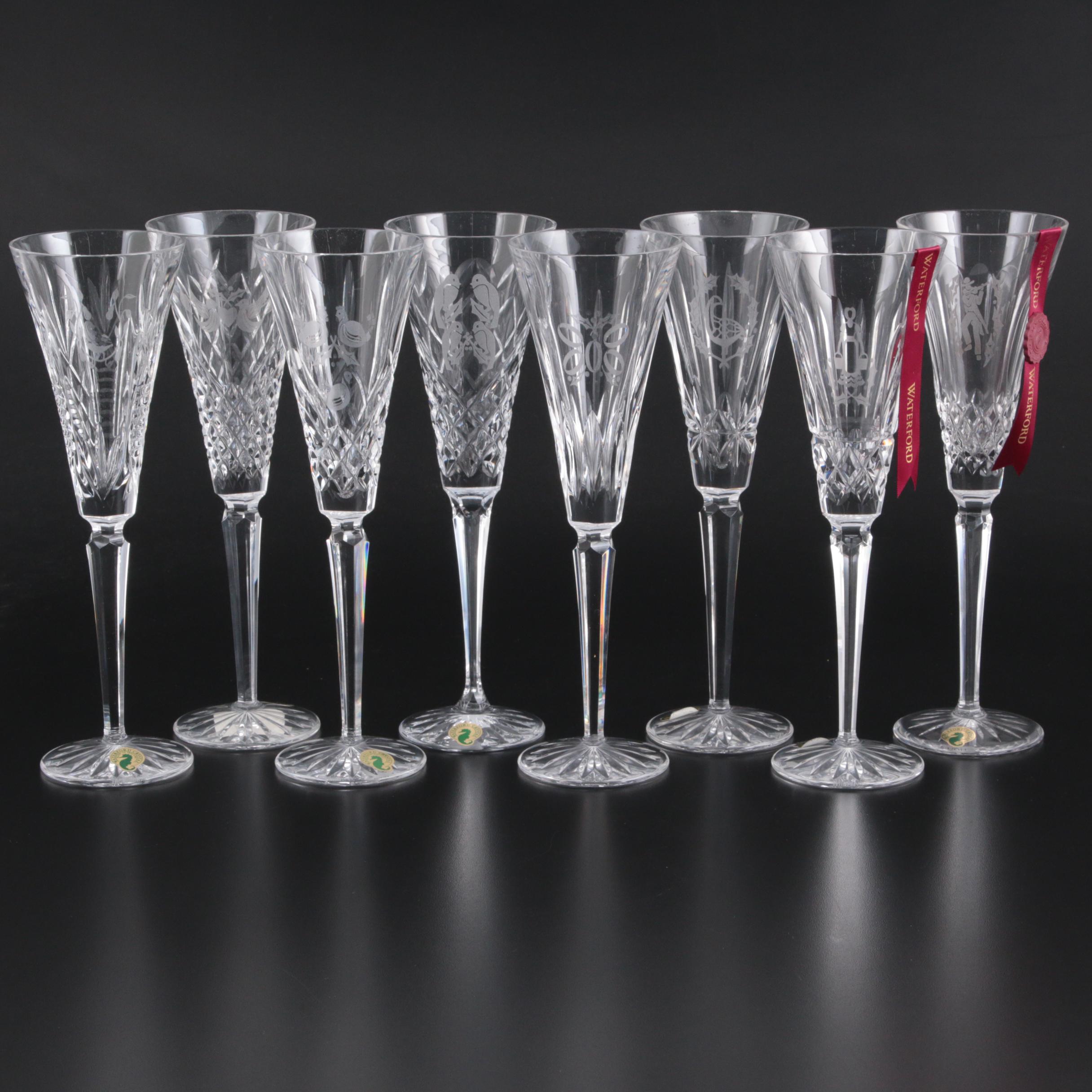 Waterford Crystal "The 12 Days of Christmas" Champagne Flutes