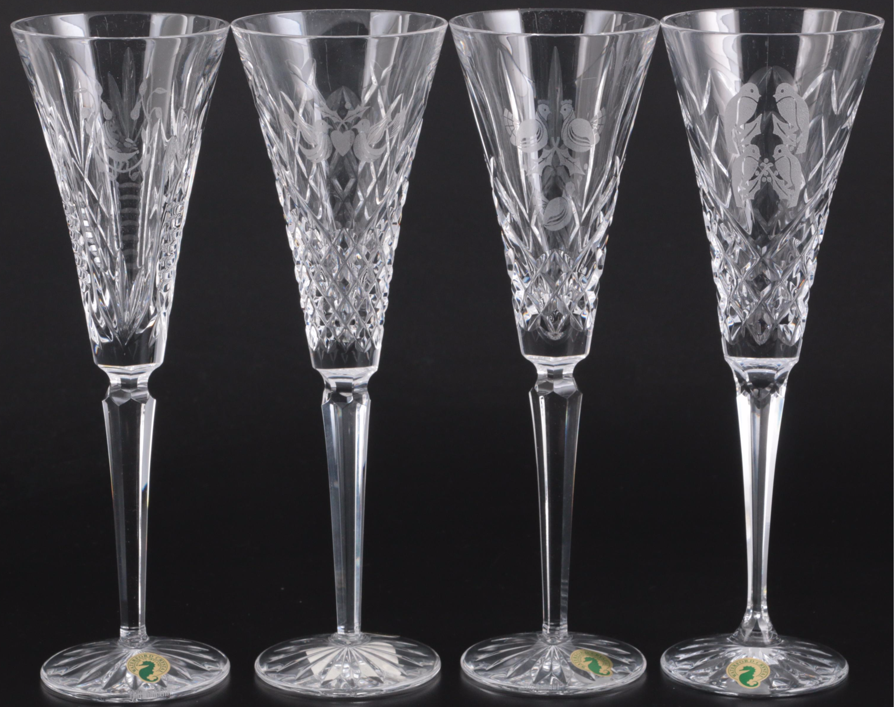 Waterford Crystal "The 12 Days of Christmas" Champagne Flutes