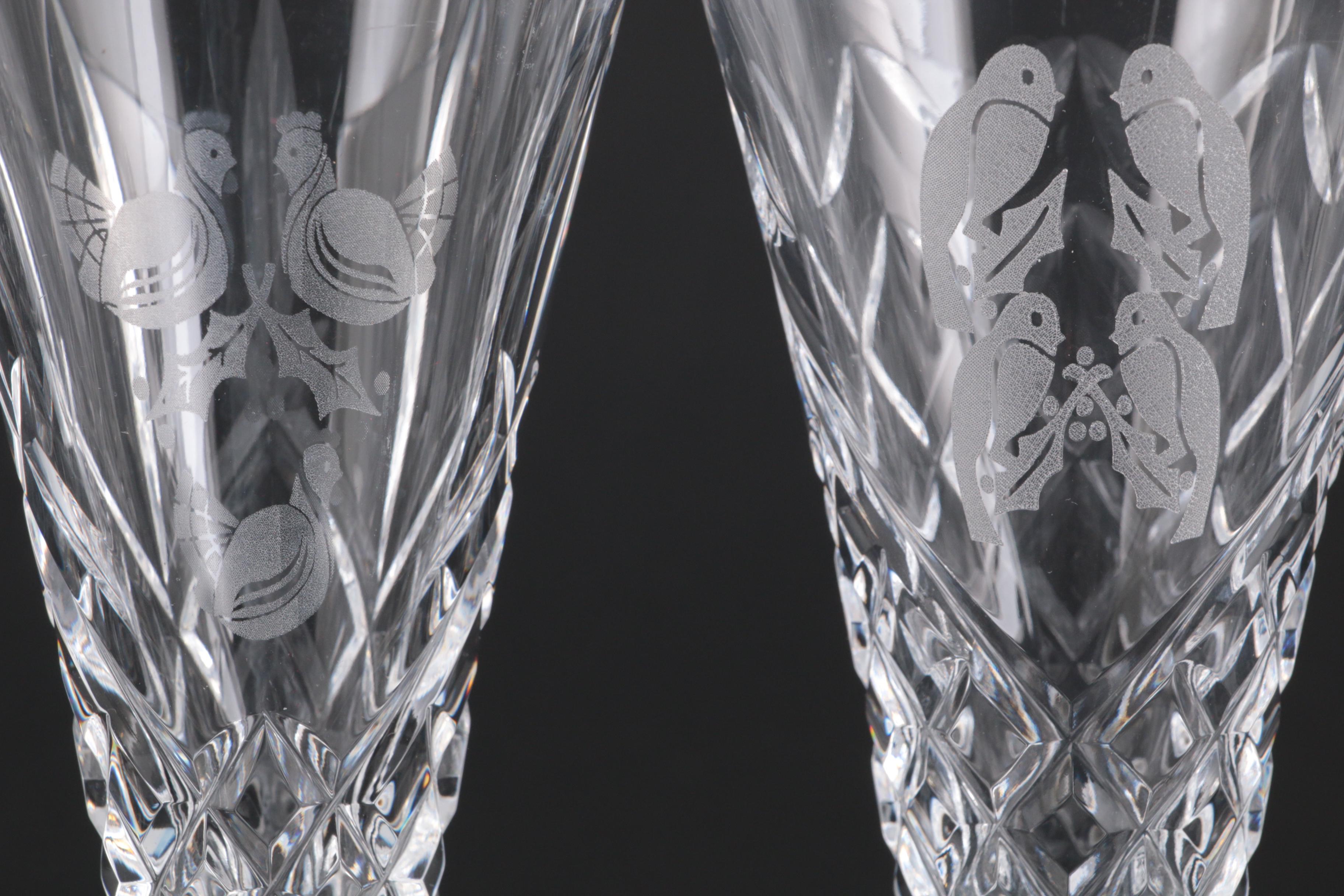 Waterford Crystal "The 12 Days of Christmas" Champagne Flutes