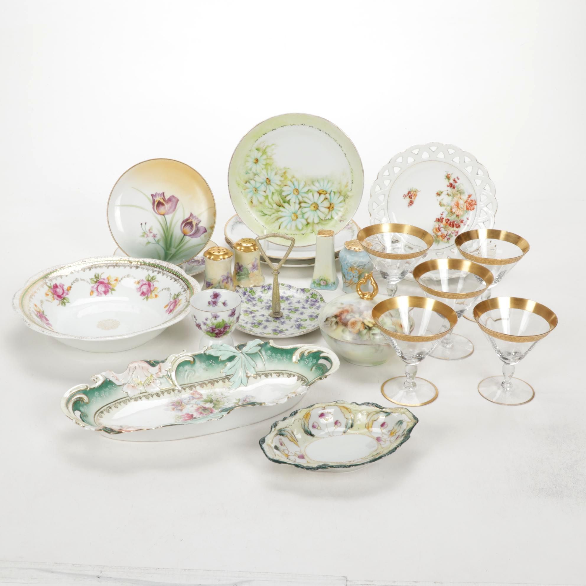 Tiffin-Franciscan "Minton" Cocktail Coupes and Other Porcelain Tableware
