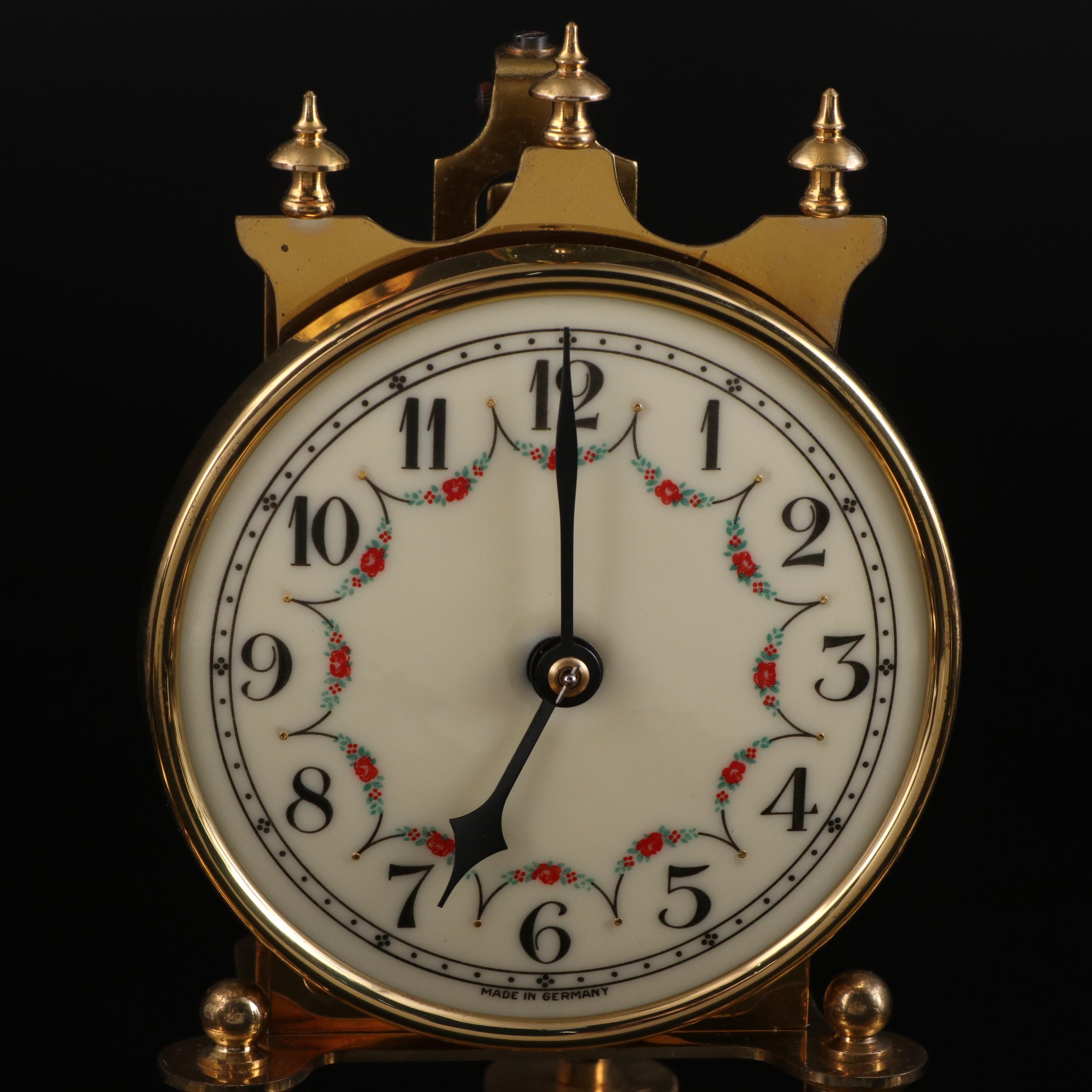 Kundo and Schatz Brass and Glass German Anniversary Clocks, Early to