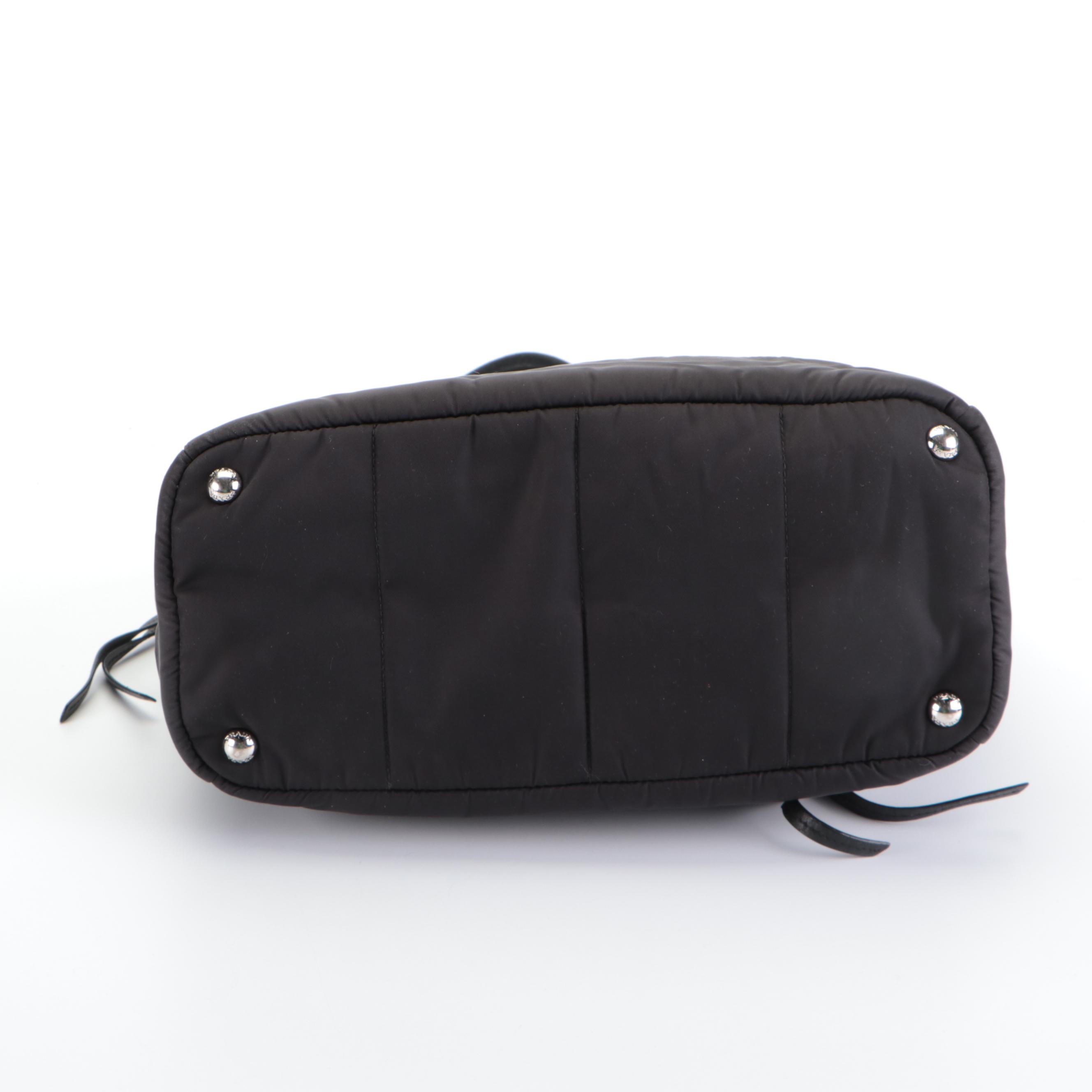 Prada Front-Pocket Shoulder Bag in Black Tessuto Nylon and Leather
