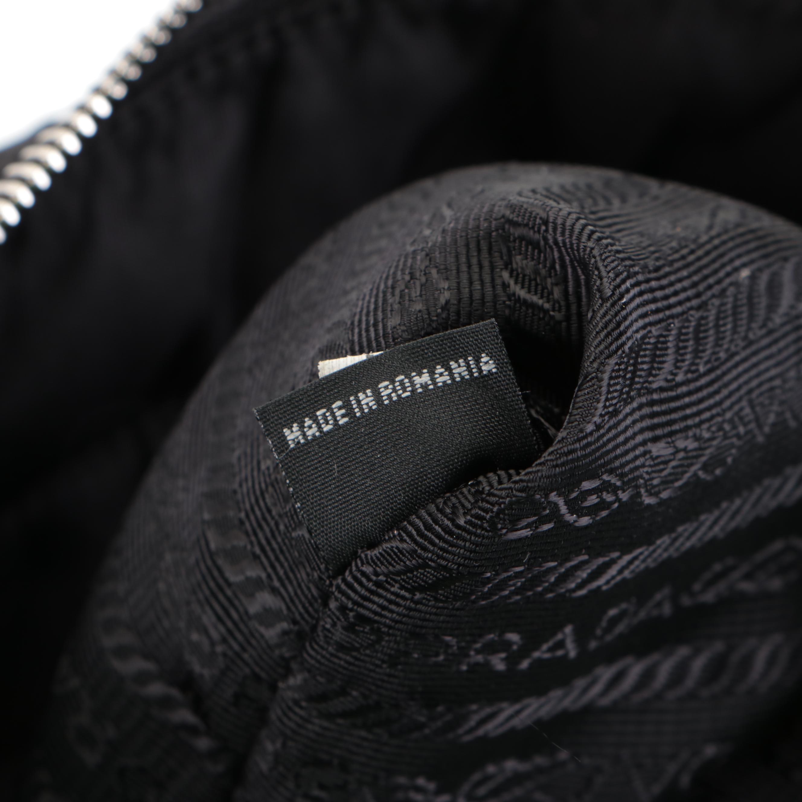 Prada Front-Pocket Shoulder Bag in Black Tessuto Nylon and Leather